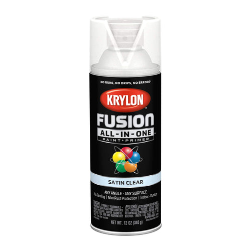 Fusion Krylon All-In-One Adhesive Spray Paint for Indoor/Outdoor Use, 12 oz, Clear