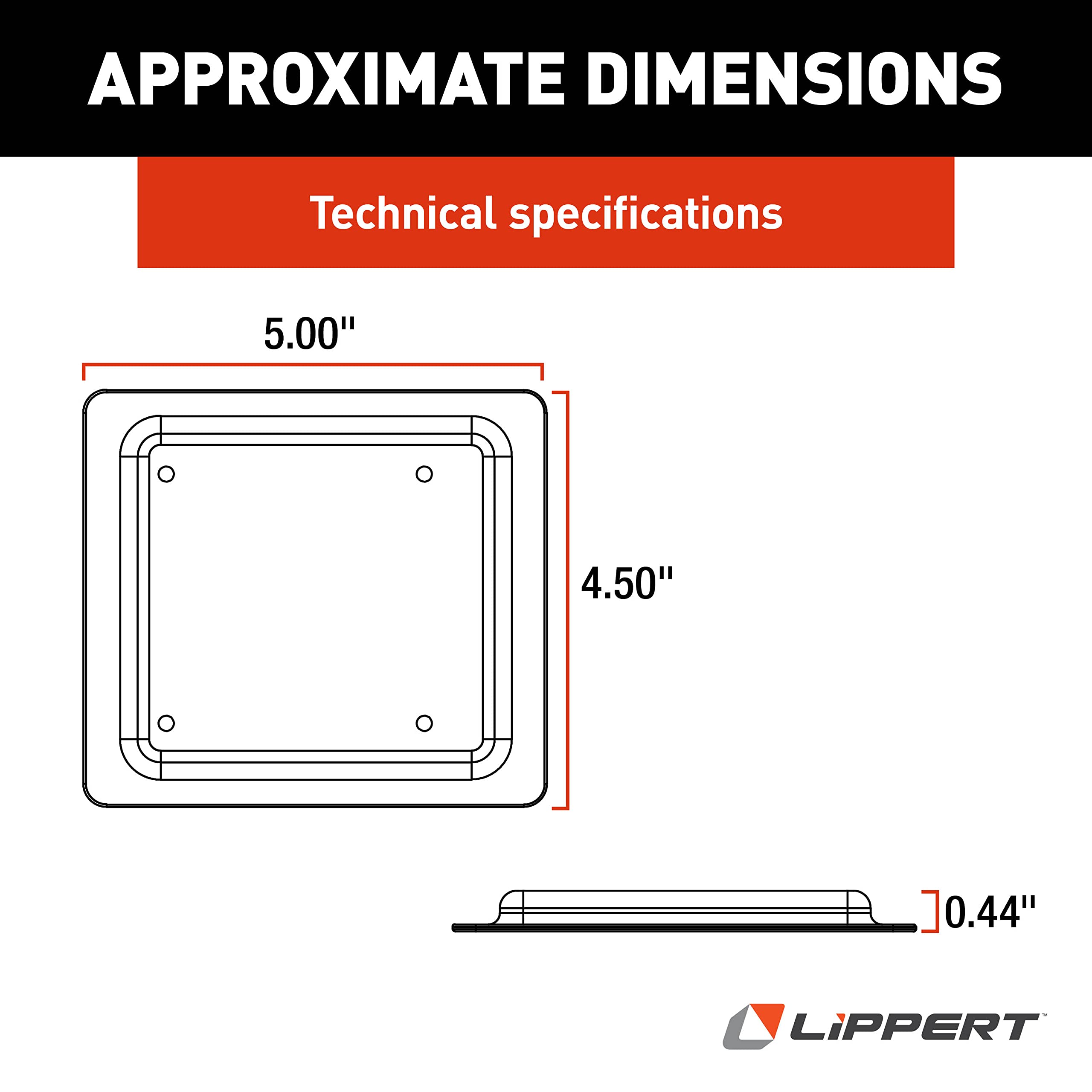 Lippert RV 227840 Baggage Door Slam Latch Mounting Plate 5" x 4.5" Chrome