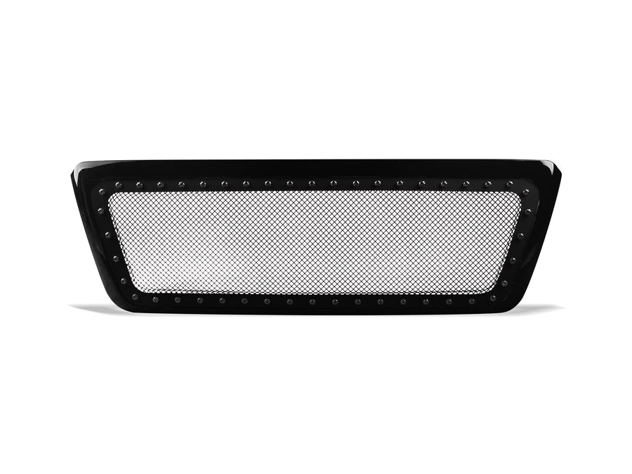 Studded Mesh Grille Armordillo USA Fits 2004-2008 Ford F-150-Gloss Black