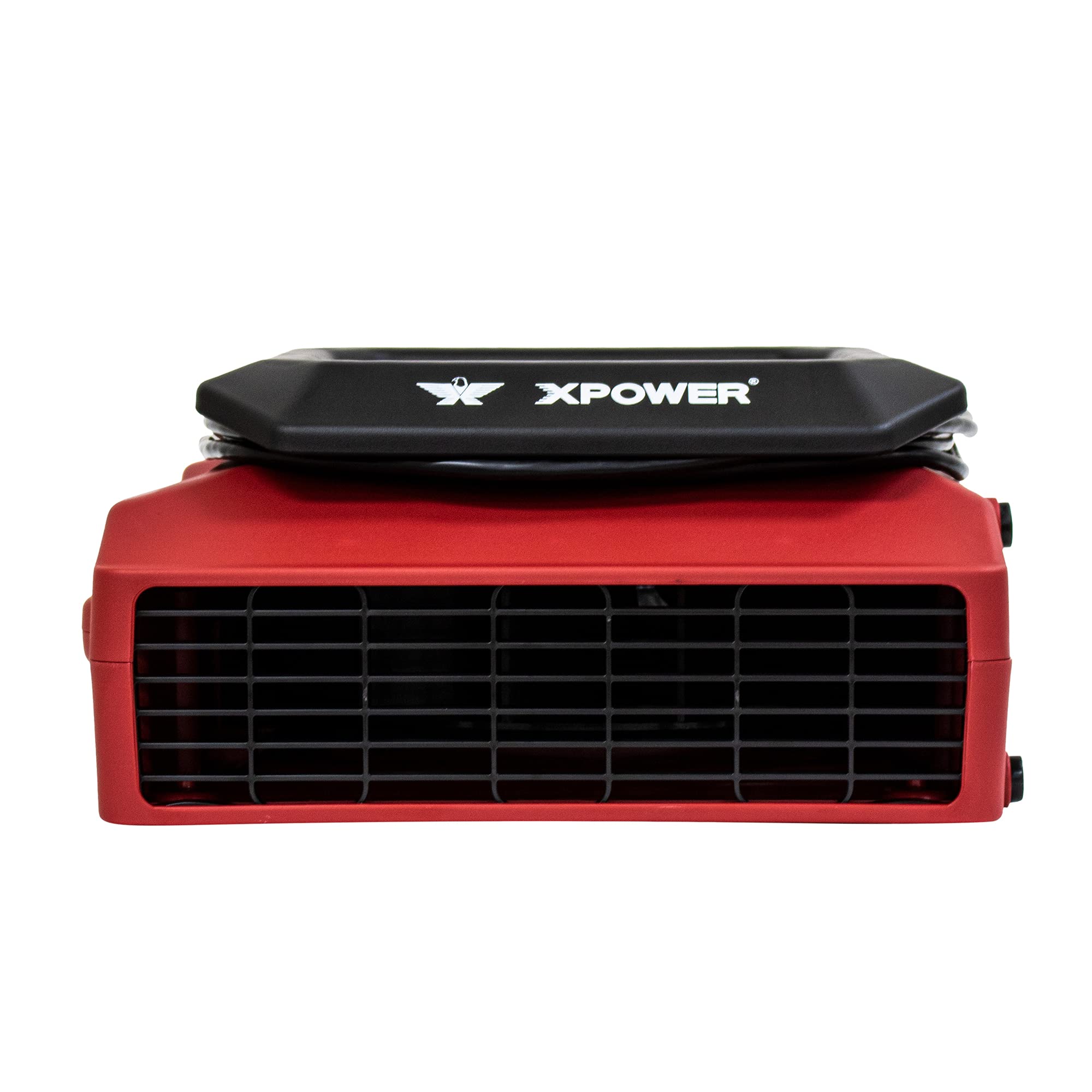 Low Profile XPOWER PL-700A Air Mover, Floor Fan, Carpet Dryer, Blower with Power Outlets for Water Damage Restoration, Commercial Cleaning and Plumbing Use - 1/3 HP, 1050 CFM, 3 Speeds, Red
