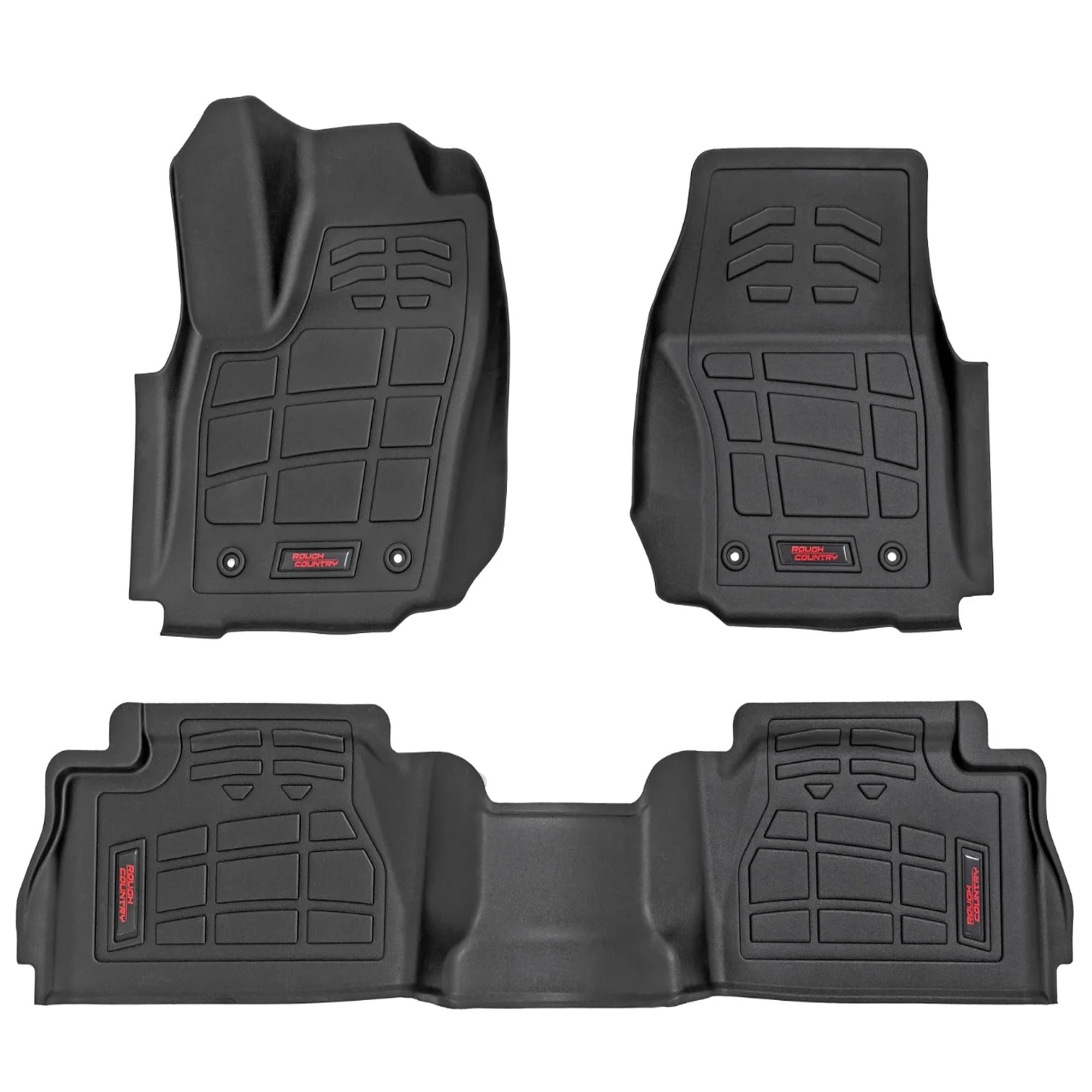Sure-Fit Rough Country All Weather Floor Mats for Toyota Tacoma Double Cab (2024-2025) - Non-Slip, Waterproof Flexible Floor Mat, Front & Rear Set