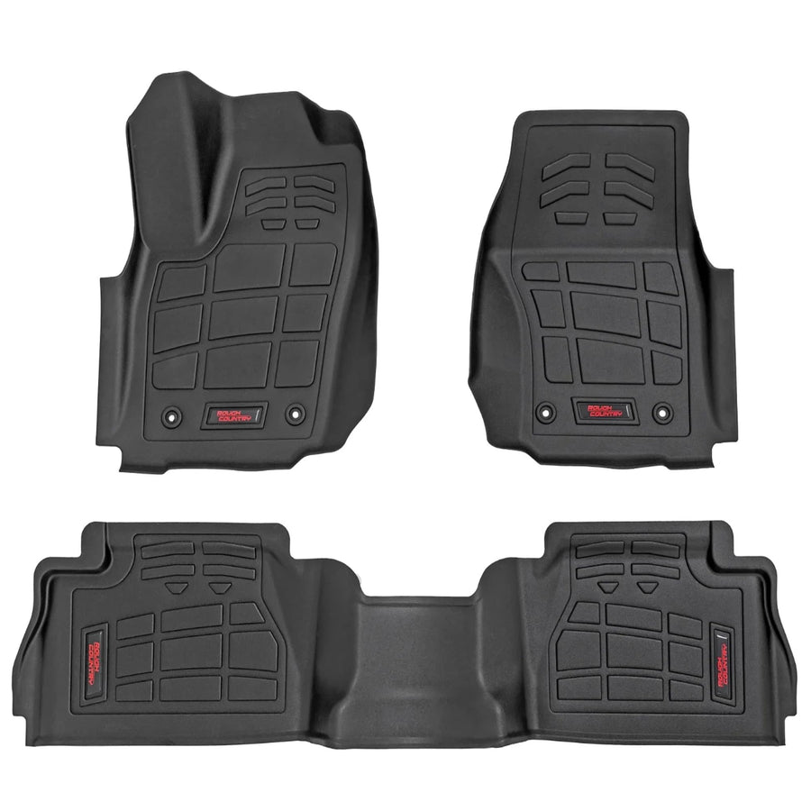 Sure-Fit Rough Country All Weather Floor Mats for Toyota Tacoma Double Cab (2024-2025) - Non-Slip, Waterproof Flexible Floor Mat, Front & Rear Set