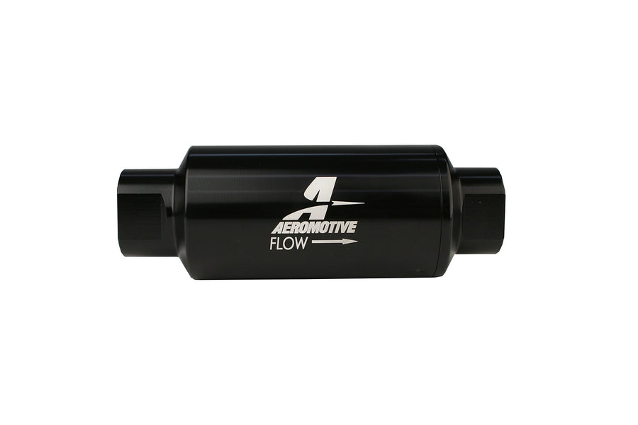 In-Line Aeromotive 12324 Filter, 100-Micron Stainless Mesh Element, ORB-10 Port, Bright-Dip Black, 2" OD