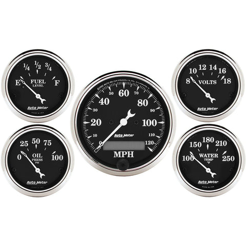 Auto Meter Old TYME 1709 Black Street Rod Kit