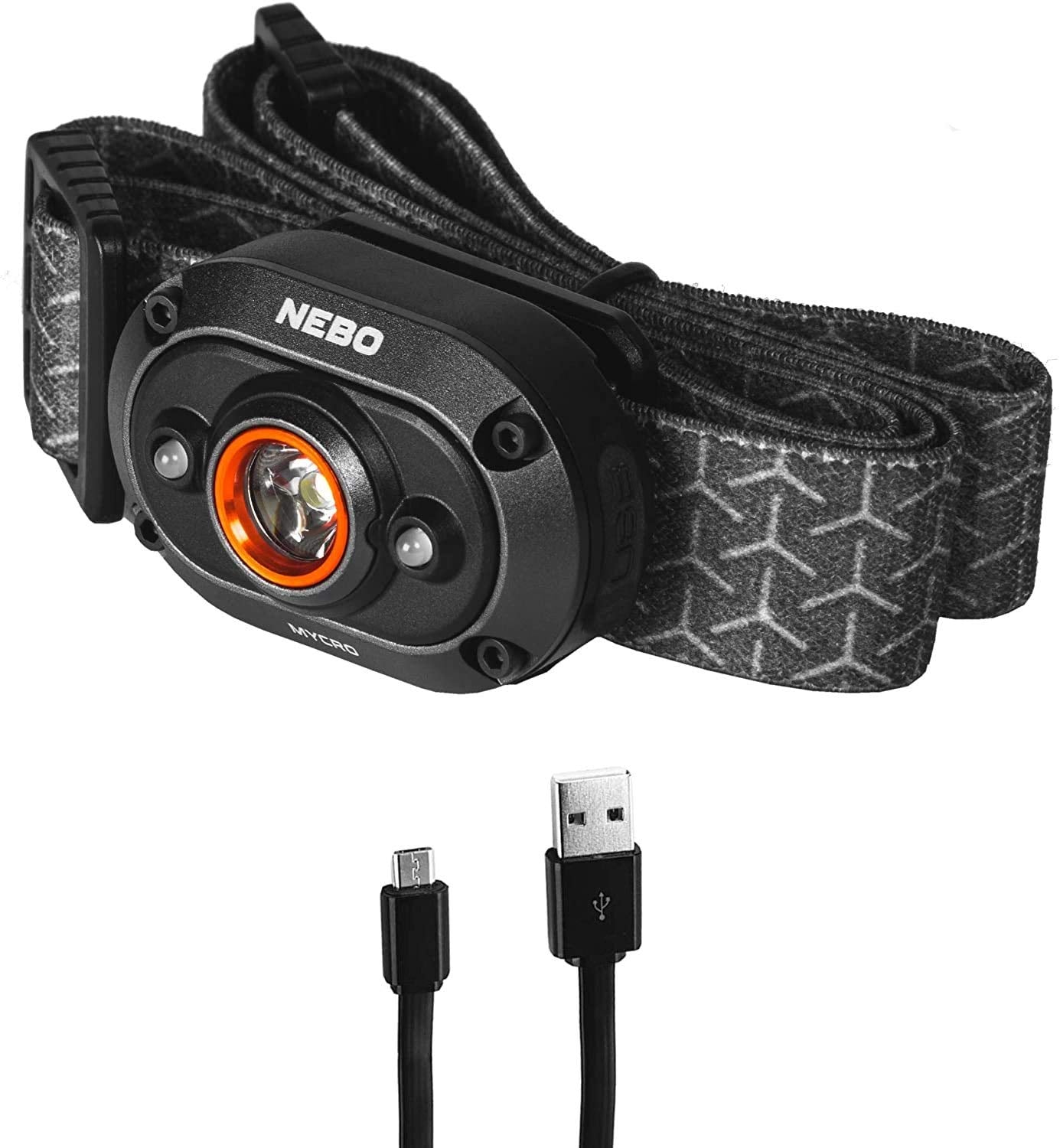 NEBO 400 MYCRO Rechargeable Headlamp | 400 Lumens, 6 Light Modes, Water Resistant, Detachable Hat Clip, Super Bright Head Lamp for Camping & Hiking, Includes Micro USB Charging Cable