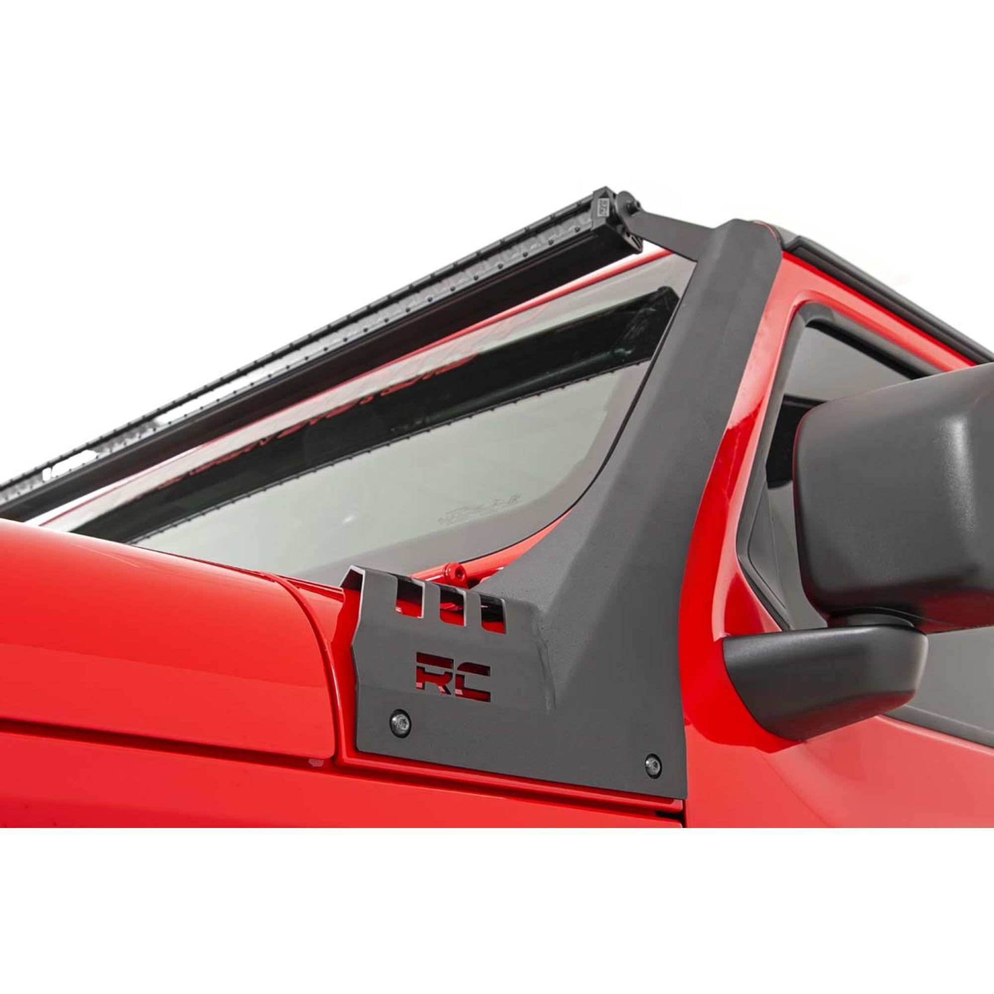 Rough Country 50" LED Light Bar Kit Dual Row for Jeep Wrangler JL & Gladiator JT (2018-2025) - Upper Windshield Mount, 480W Spectrum Series, 43,200 Lumens, Combo Spot & Flood Beam