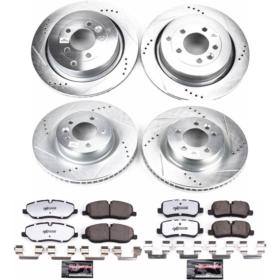 Power Stop Brake Kit Front and Rear For 2006 2007 2008 2009 Land Rover Range Rover Sport - Truck & Tow Carbon Fiber Ceramic Pads & Drilled and Slotted Rotors Replacement, K6048-36