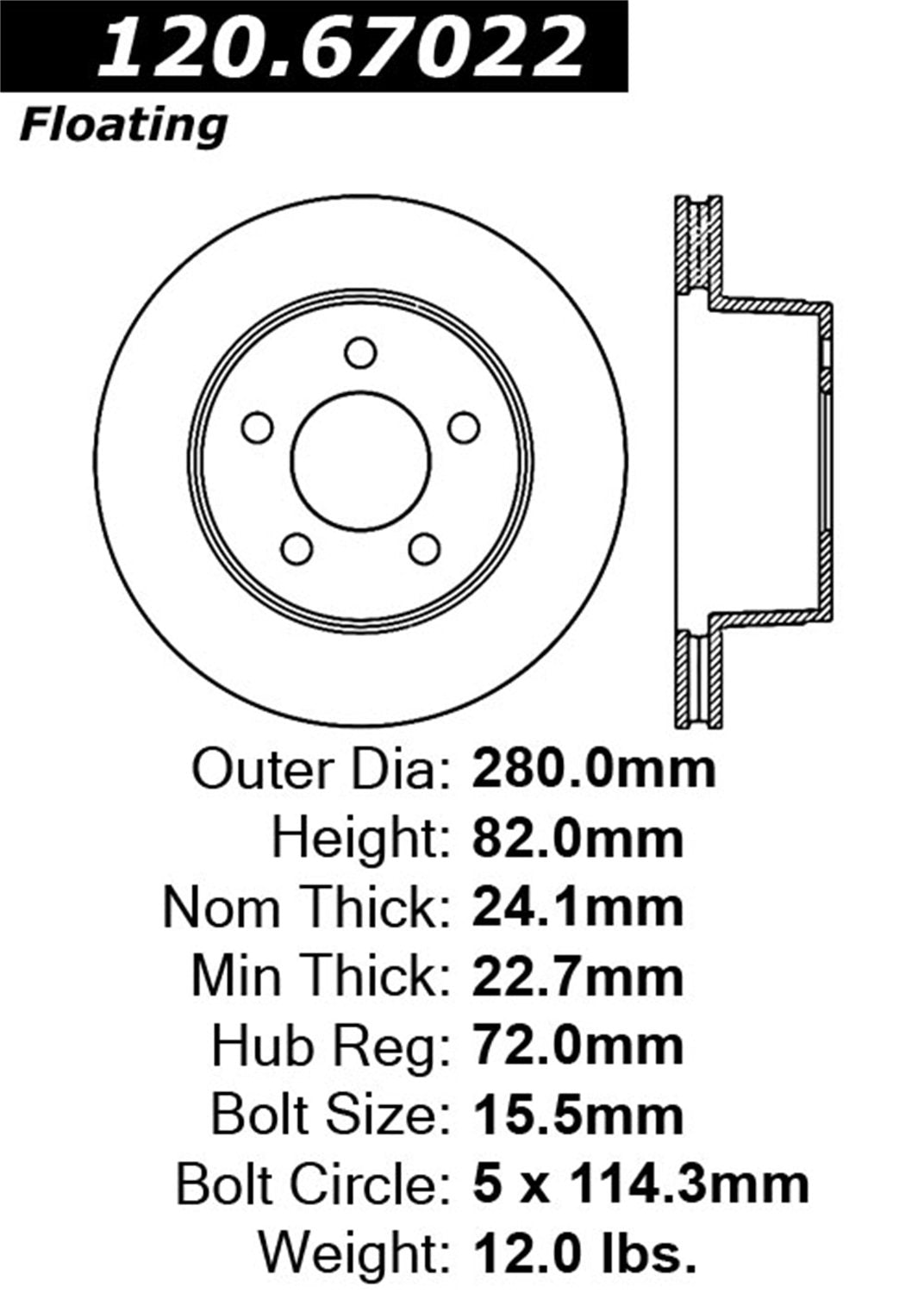 Sport StopTech 128.67022L Cross Drilled Brake Rotor; Front Left