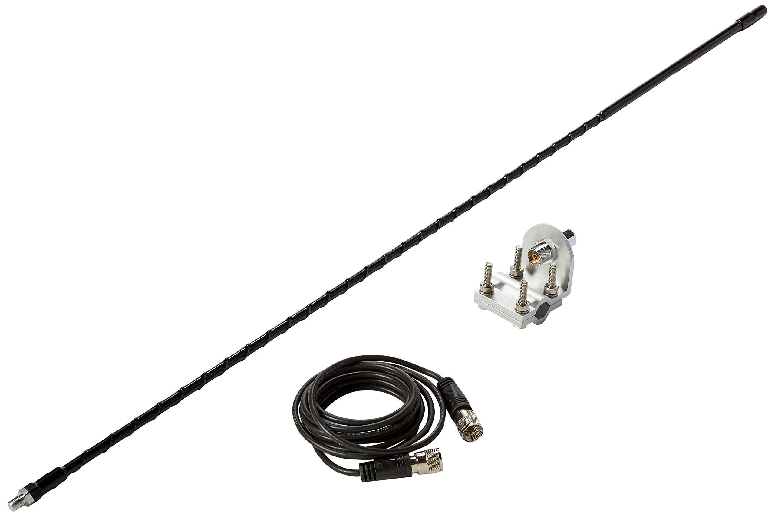 3' Solarcon 213B Black Fiberglass 750W Top Loaded CB Antenna with Mirror Mount/Cable