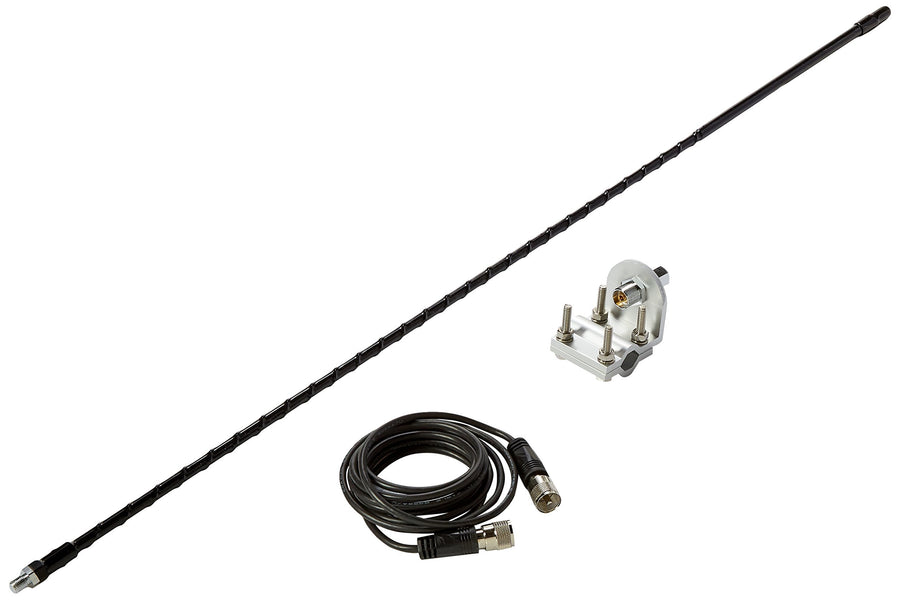 3' Solarcon 213B Black Fiberglass 750W Top Loaded CB Antenna with Mirror Mount/Cable