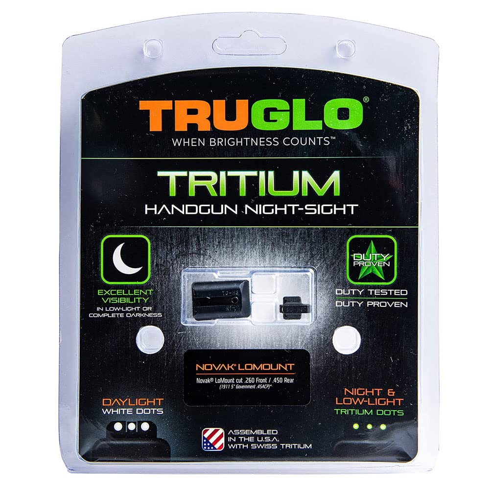 TRUGLO Handgun Tritium Glow-in-the-Dark Night Sights for 1911 Pistols, 260 Front, 450 Rear, Black, One Size