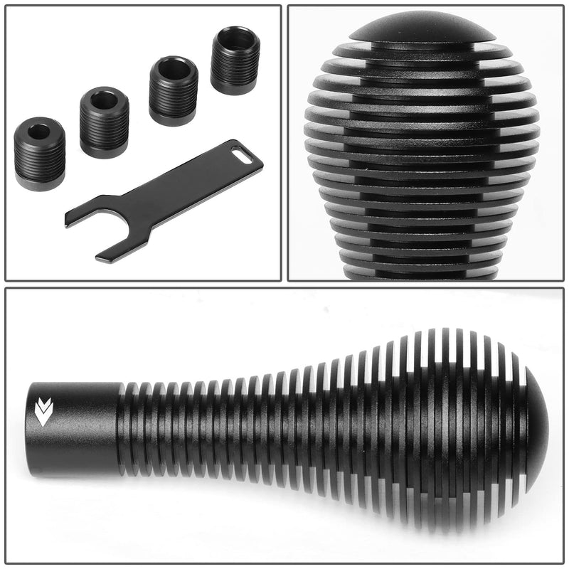 NRG Innovations Universal Aluminum Heat Sink SK-701BK Bubble Head Short Shift Knob with Thread Adapters, 45mm OD x 115m H, Black