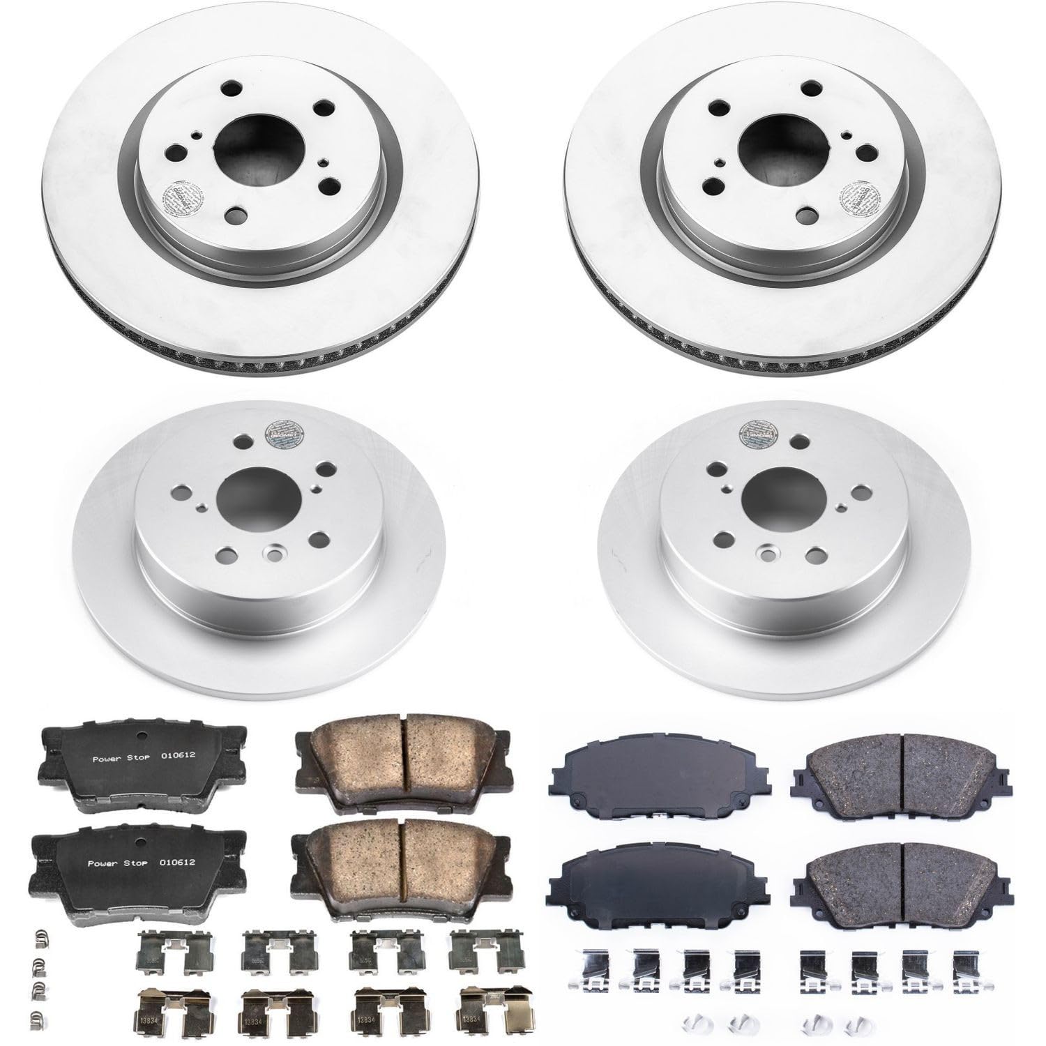 Power Stop Coated CRK7931 Brake Kit Front & Rear - Coated Brake Rotors and Z17 Ceramic Brake Pads For Toyota Camry 2018-2023 [Model Specific]