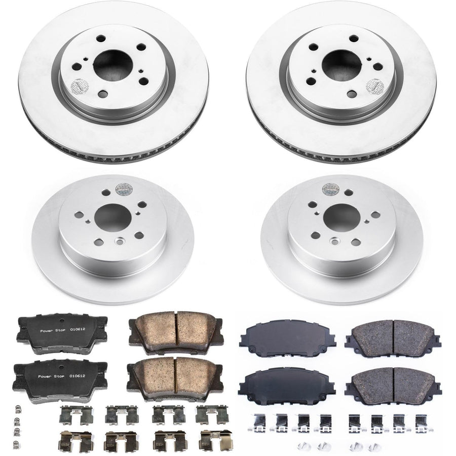 Power Stop Coated CRK7931 Brake Kit Front & Rear - Coated Brake Rotors and Z17 Ceramic Brake Pads For Toyota Camry 2018-2023 [Model Specific]