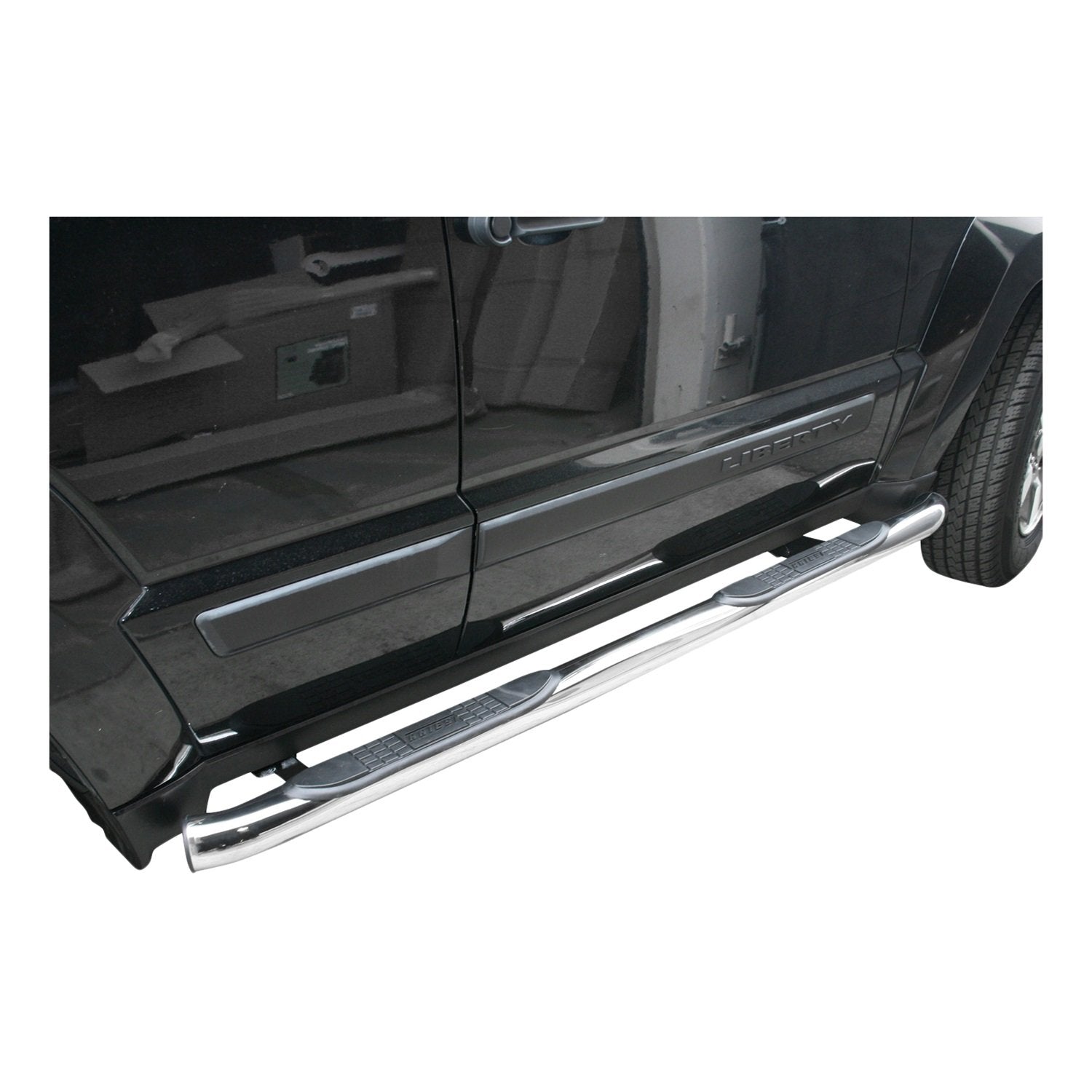 3-Inch Round Polished Stainless Steel ARIES Nerf Bars, No-Drill, Fits Select Jeep Liberty