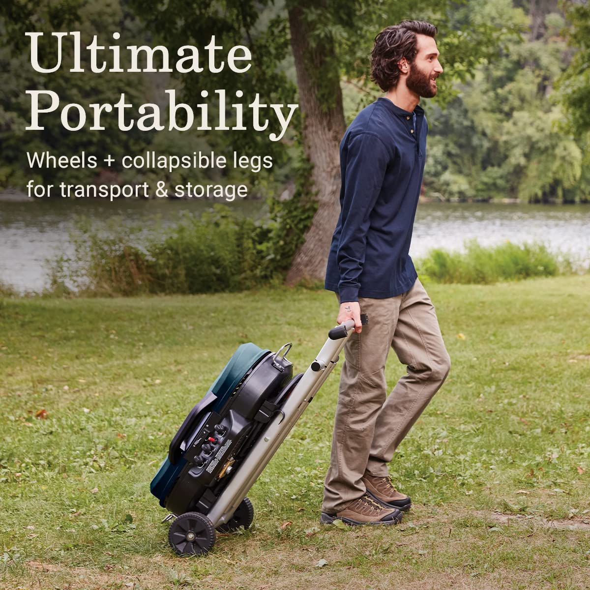 Coleman 285 RoadTrip Portable Stand-Up Propane Grill with 3 Adjustable Burners & Instastart Ignition, 20,000 BTUs of Power for Outdoor Cooking, Camping, Tailgating, Grilling, BBQs, & More