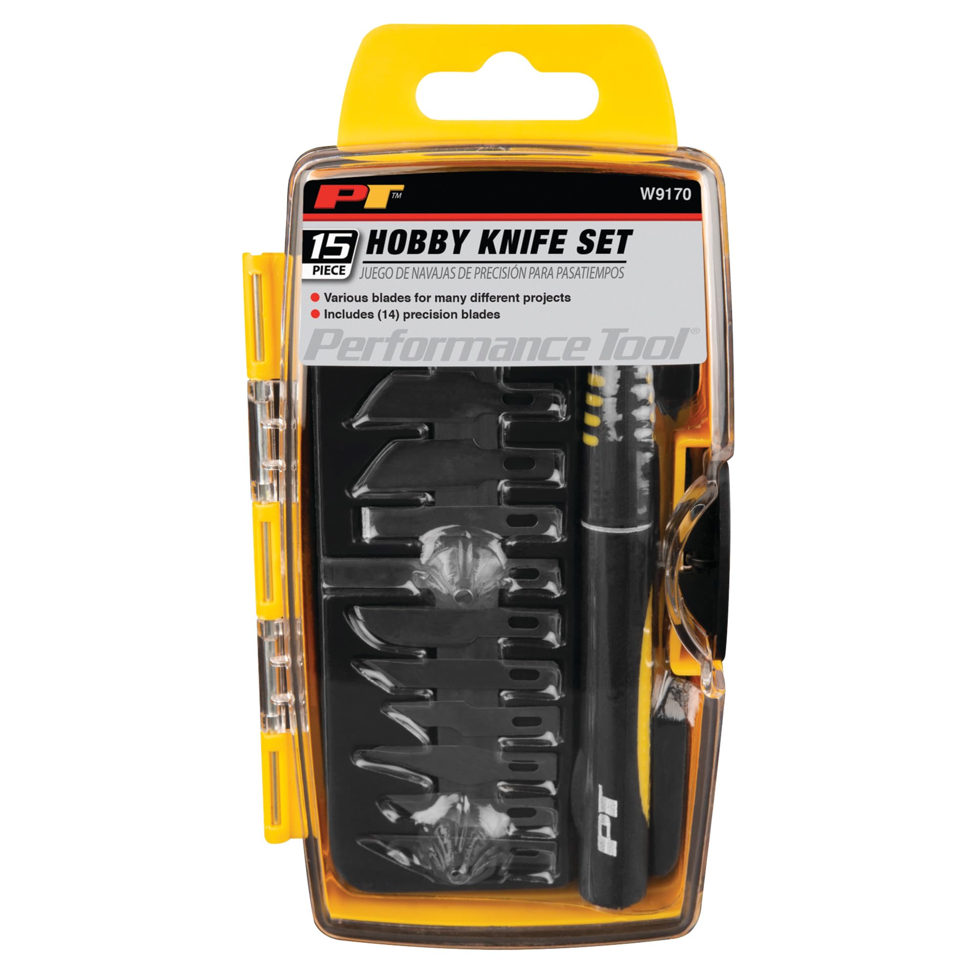 Hobby Knife Set Performance Tool W9170 - 14 Blades for Various Projects with Comfortable Contoured Handle and Storage Case