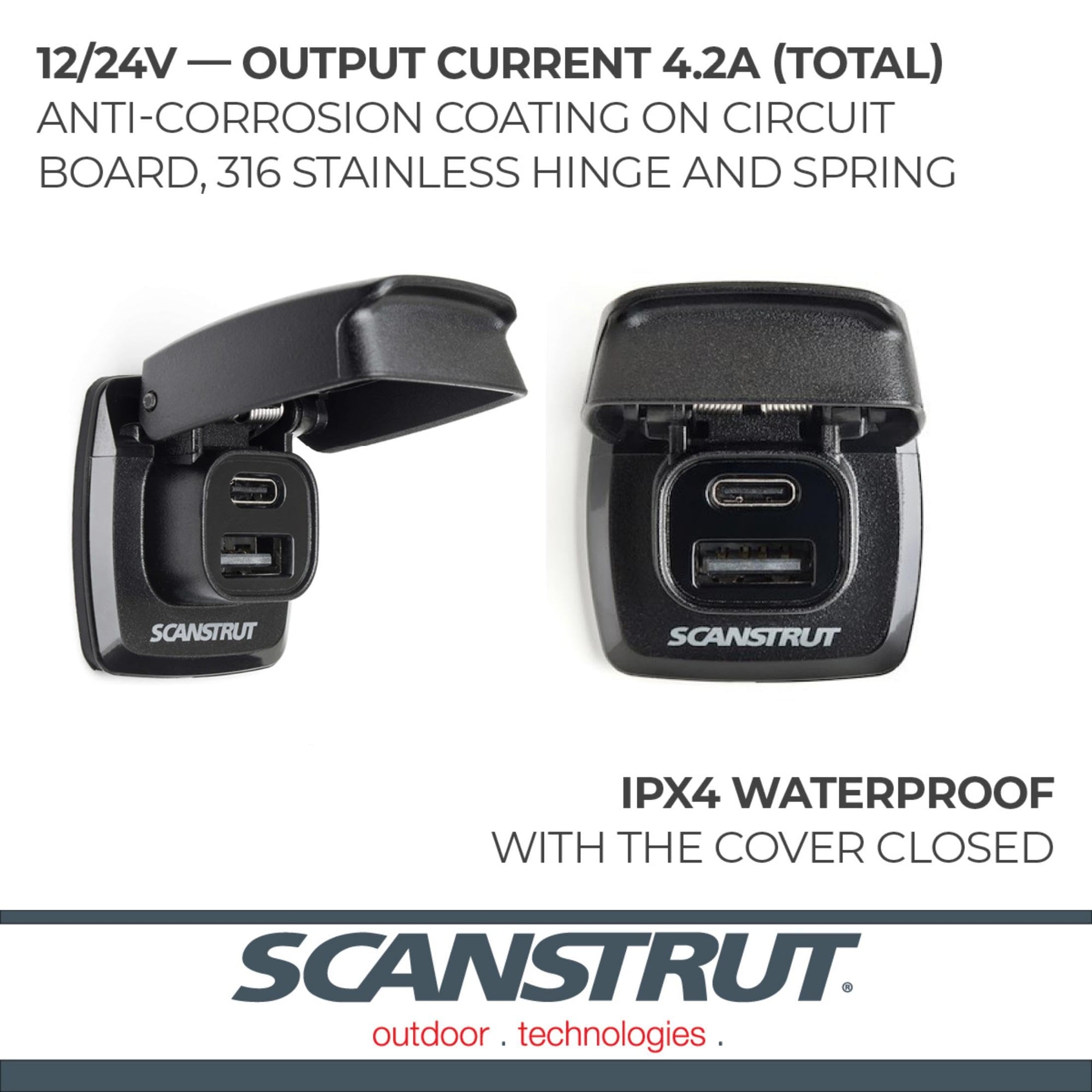 Flip Pro Scanstrut Fast Charge Dual USB Socket