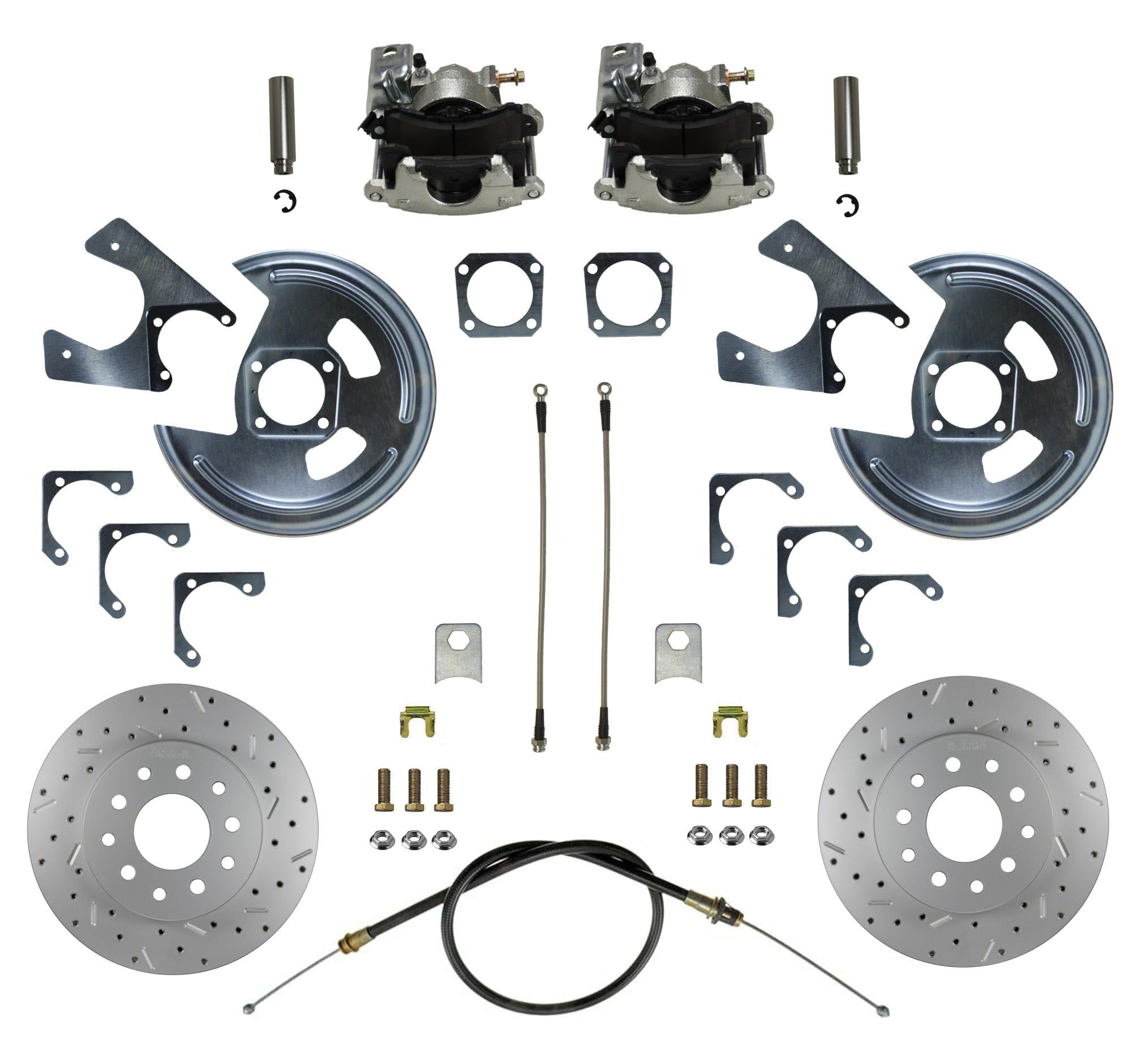 Rear Disc Brake Conversion Kit LEED BRAKES - Maxgrip Xds - Gm 10 and 12 Bolt Axles 5 X4.75 With Staggered Shocks