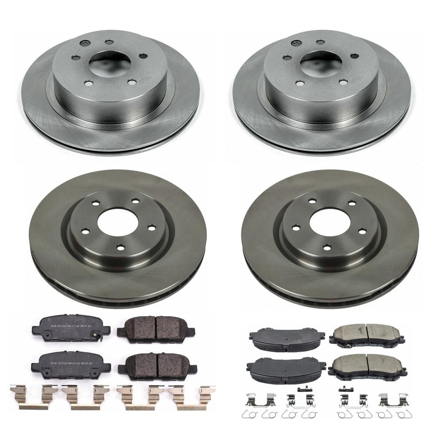 Power Stop KOE7035 Autospecialty Front and Rear Replacement Brake Kit Brake Rotors and Ceramic Brake Pads For Nissan Rogue | Rogue Sport [Application Specific]