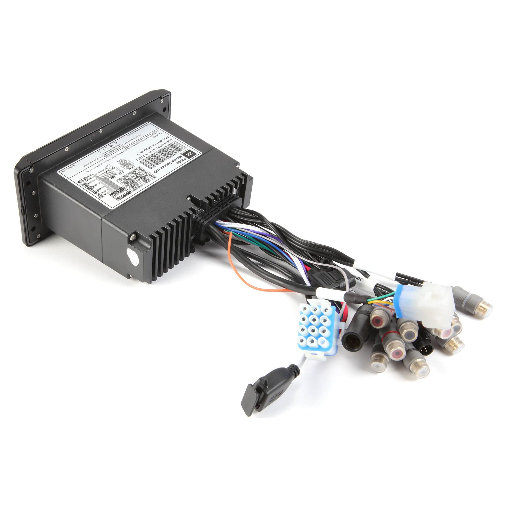 JBL Wake Series R4500 Source Unit - 4" Color Screen Receiver with Bluetooth (5.0), AM/FM/WB, USB Input/Charging/Aux Input/Video Input, Rotary Encoder, 3 Zone Line Level Differential Outputs