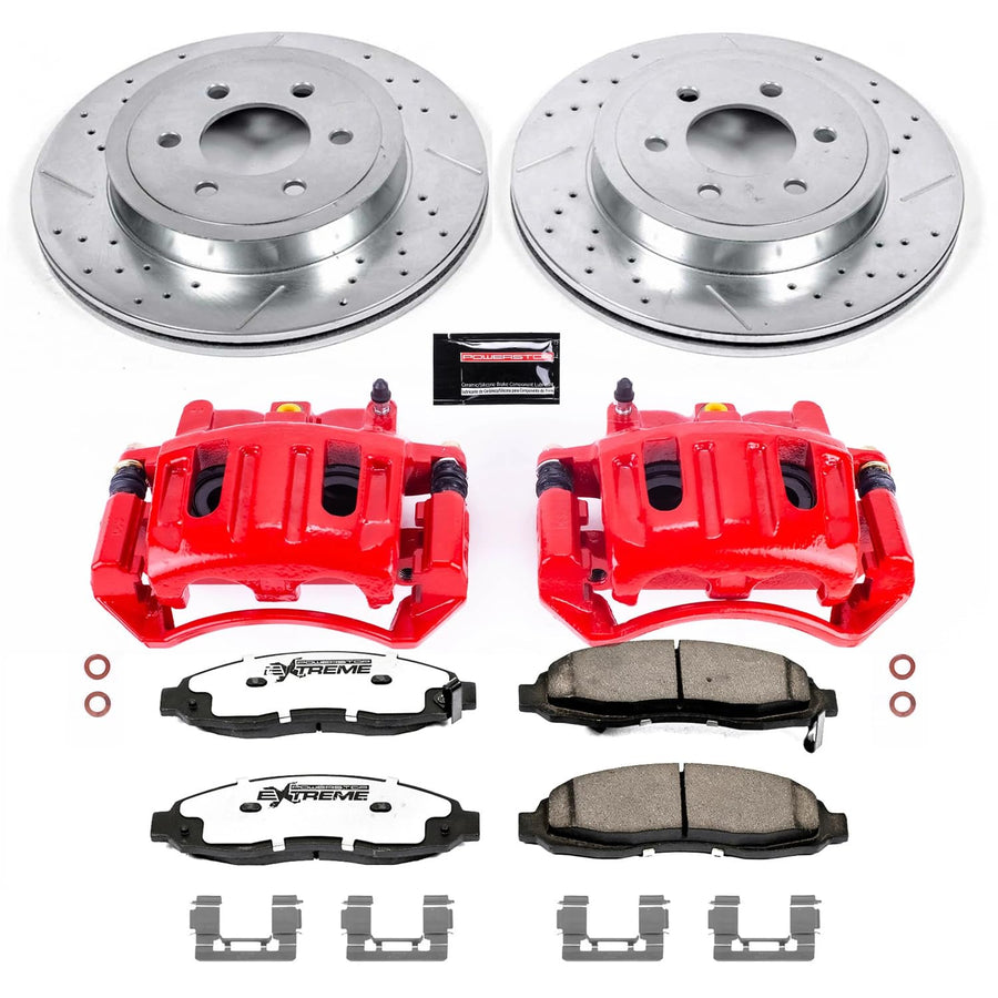Power Stop Z36 Truck & Tow KC2187-36 Front Brake Kit- Brake Rotors, Carbon-Fiber Ceramic Brake Pads & Calipers For Dodge Dakota 2003-2004 [Model Specific]