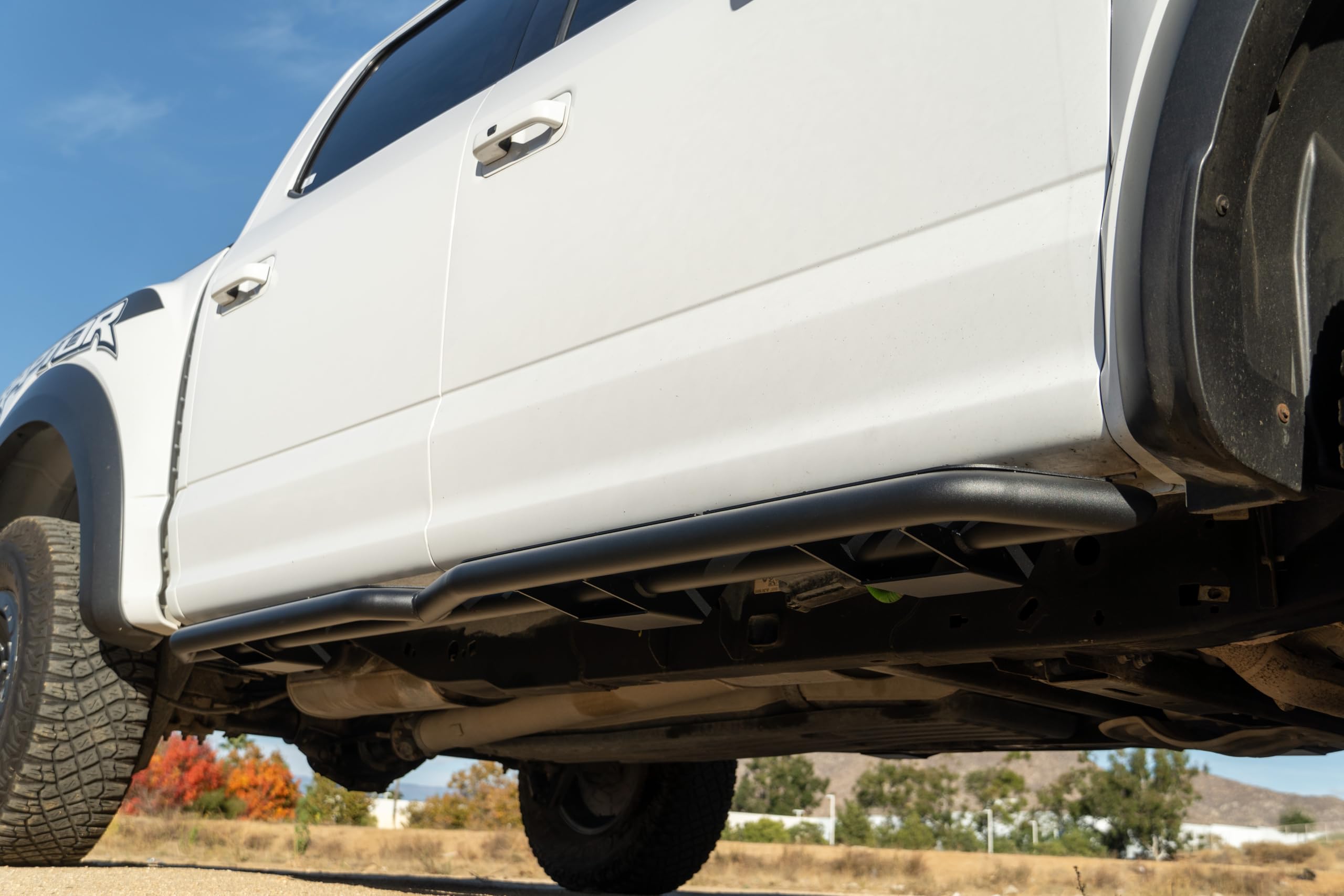 DV8 Offroad OE Plus Side Steps for 2015-2024 Crew Cab Ford F-150 & Raptor | Anti-Slip Design | Mounts to Body/Pinch Weld | Protection from Light Trail Debris | Fully Bolt-On Installation