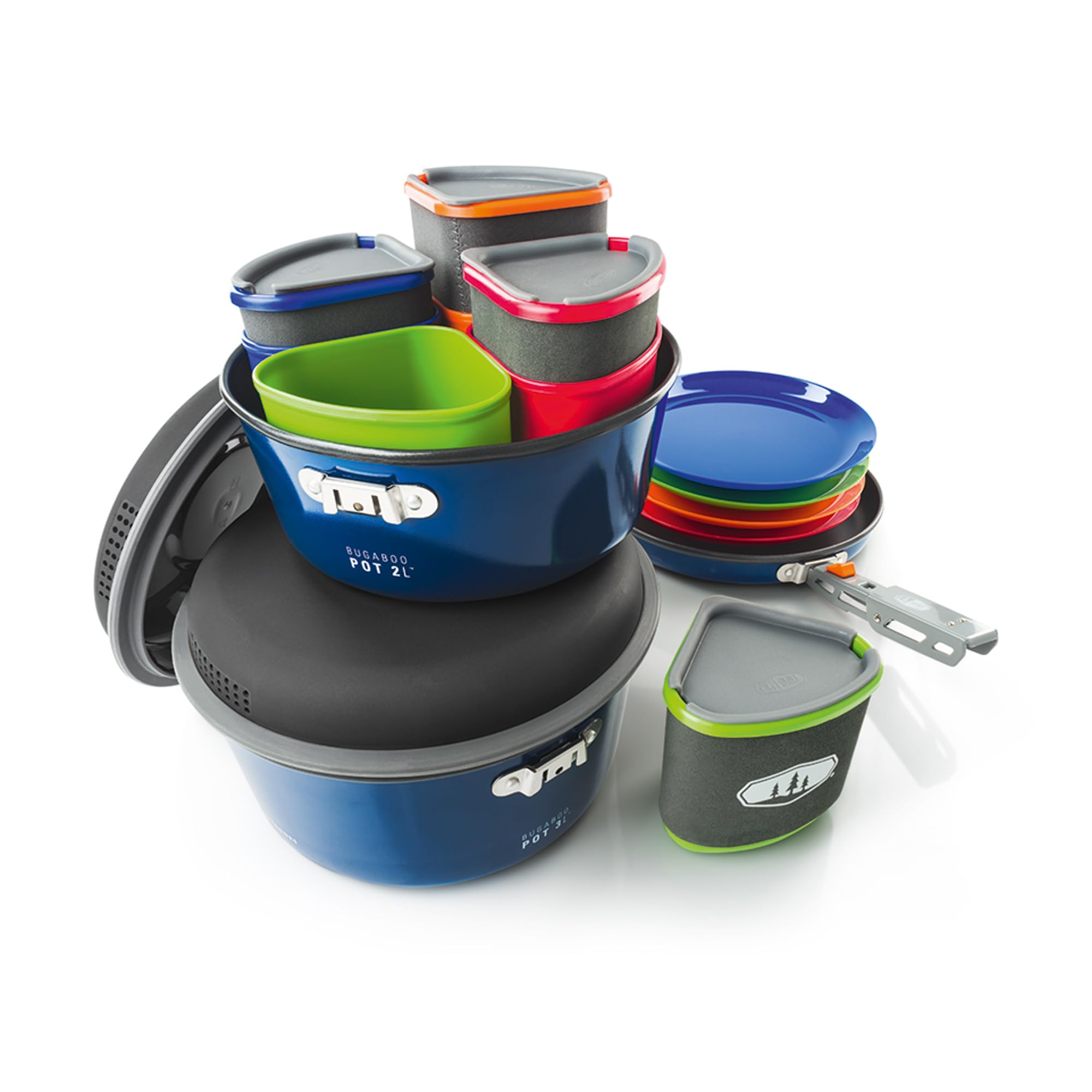 GSI Outdoors Advanced Cookset Bugaboo Camper – Ceramic Non-Stick Coated, Includes 3L & 2L Pots, 9" Fry Pan, Accessories