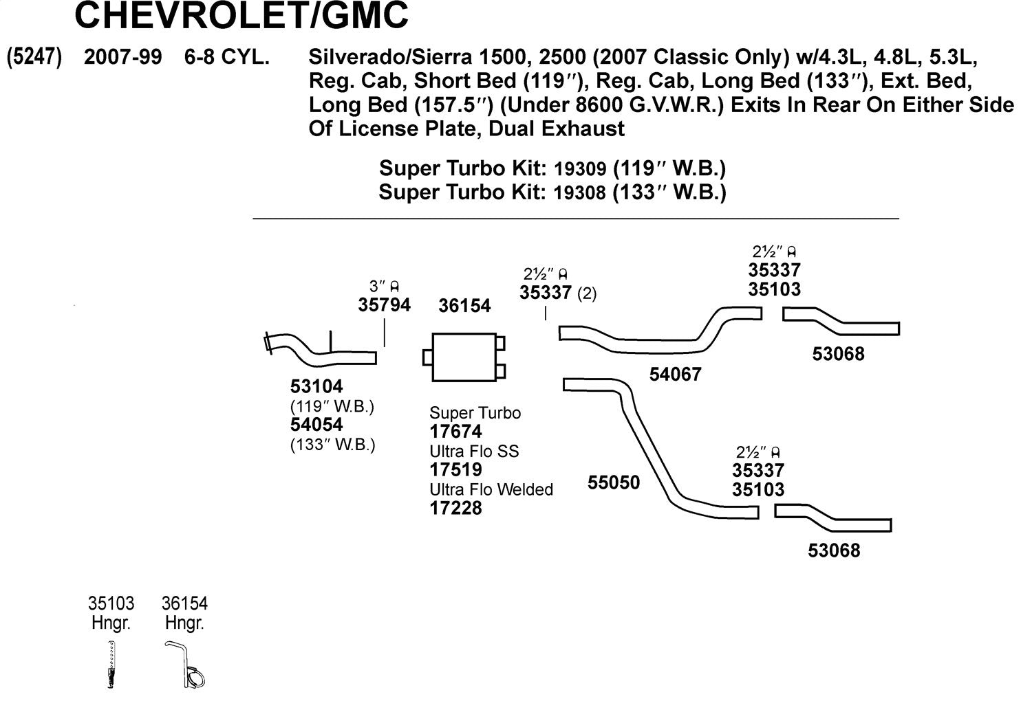 Exhaust Pipe Dynomax for Chevrolet Silverado 1500 54054