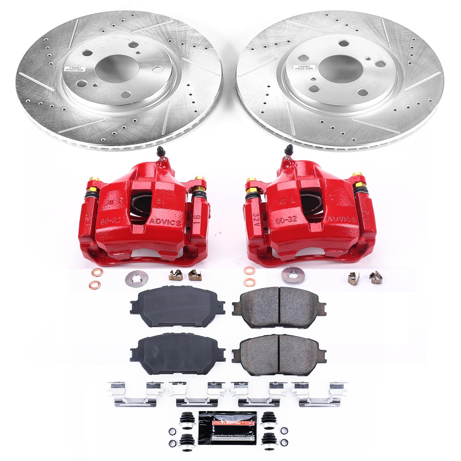 Power Stop Z23 Evolution Sport Front Caliper Brake Kit- Brake Rotor, Brake Caliper and Carbon-Fiber Ceramic Brake Pads For Lexus GS300 2006, Lexus IS250 2009-2015 [Model Specific]