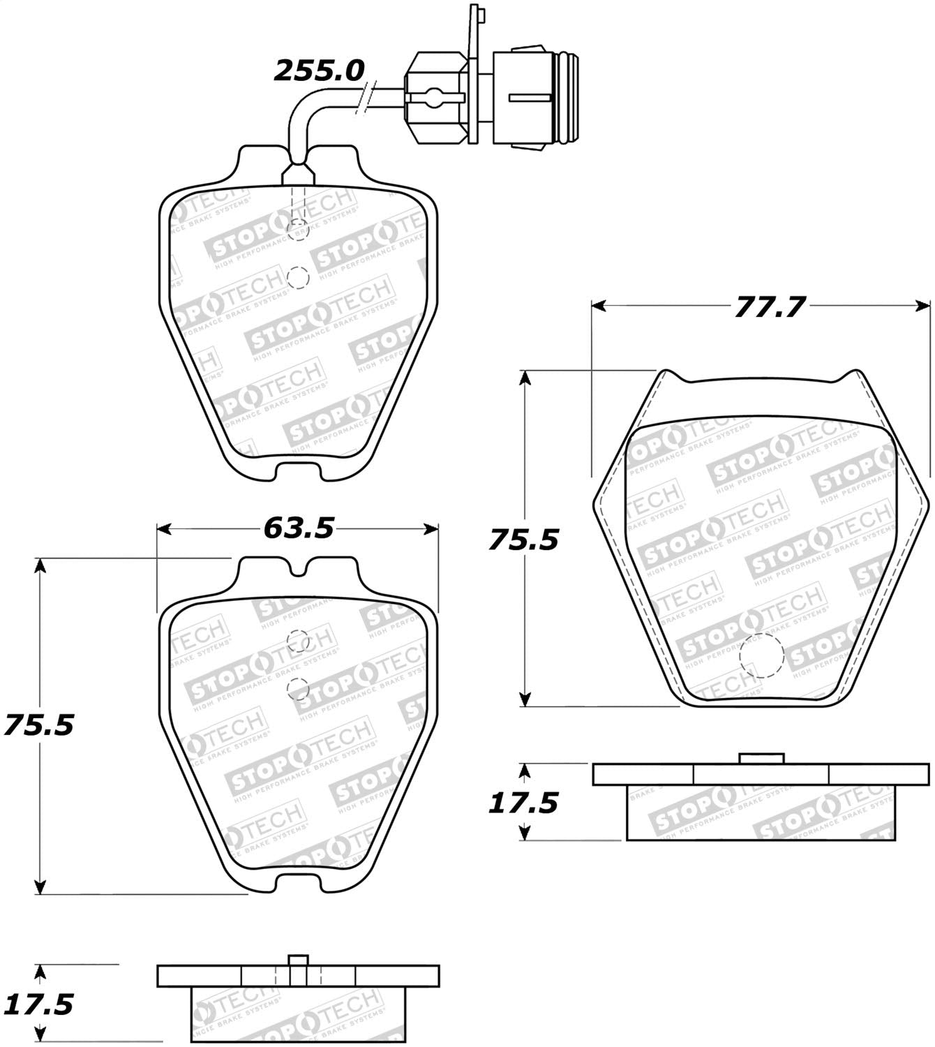 Front StopTech 308.08391 Brake Pads with Shims Street