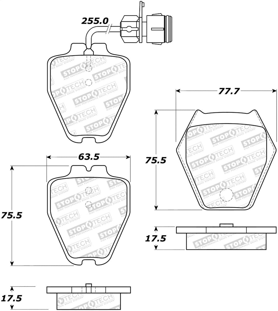 Front StopTech 308.08391 Brake Pads with Shims Street