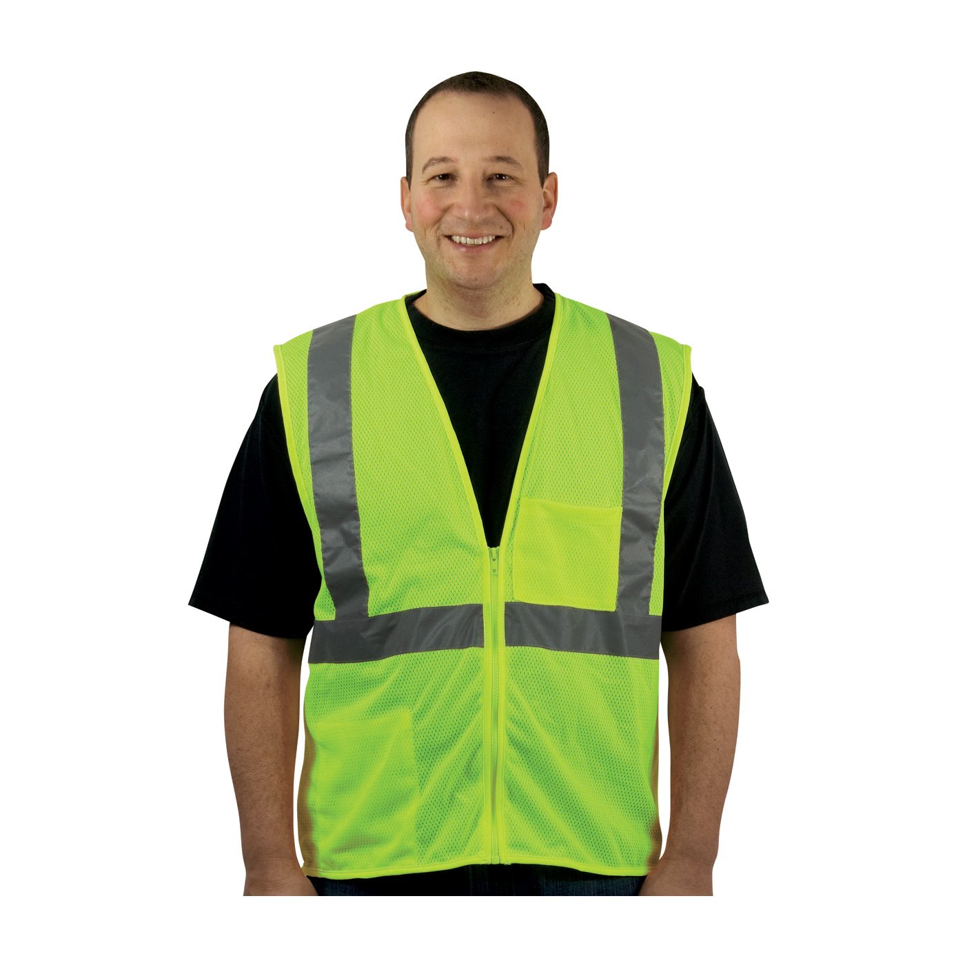 Protective Industrial Products Hi-Vis Yellow Zipper Mesh Vest Class 2 Ansi Type R 6X
