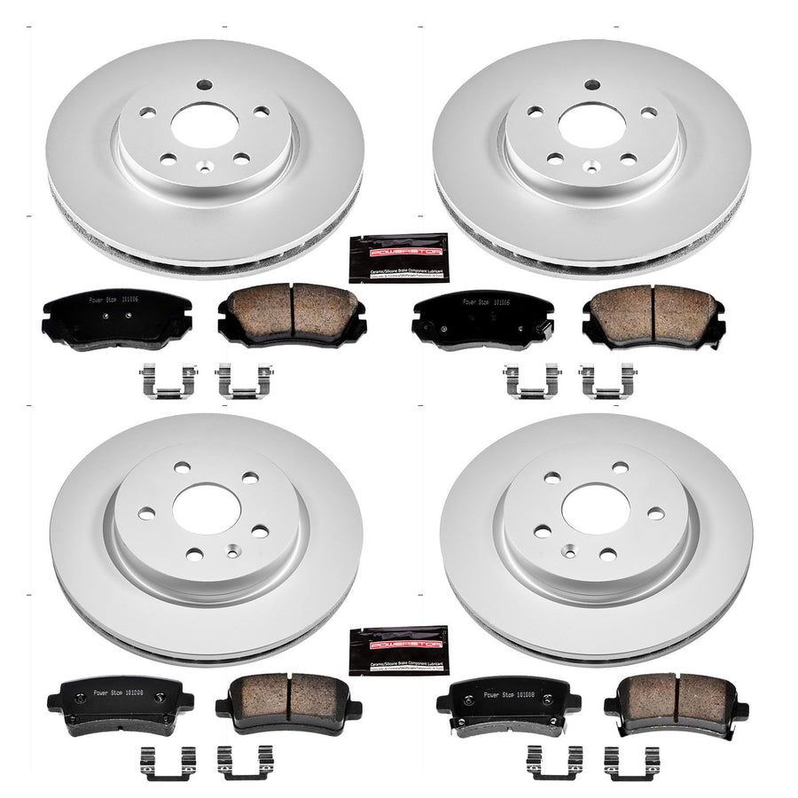 Power Stop CRK5515 Brake Rotor Coated & Ceramic Brake Pads- front & rear For Buick All, Buick LaCrosse, Buick Regal, Chevrolet Impala, Chevrolet Malibu, Saab 9-5 [Model Specific]