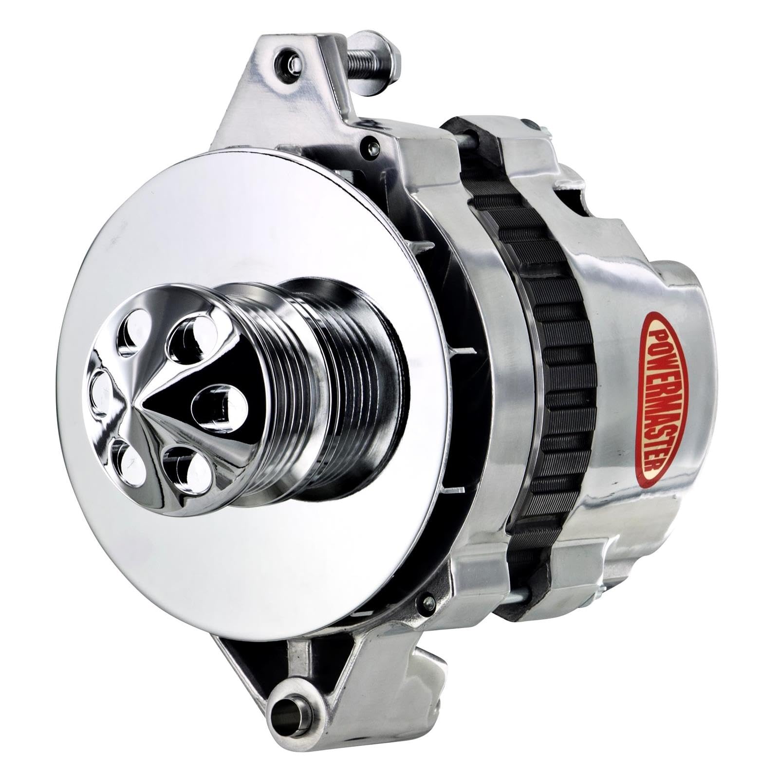 Alternator Powermaster 67802-362 Polish (CS130 140A 6 Groove Pulley, Baffle & Cone Mating 6.61" 1 Wire or OE Hookup)