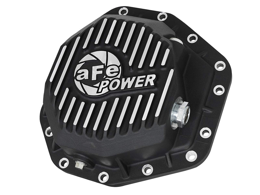 aFe POWER Rear Differential Cover Pro Series Black w/Machined Fins - #46-70352 - Ford Diesel Trucks 17-23 V8-6.7L (td) (Dana M275-14)