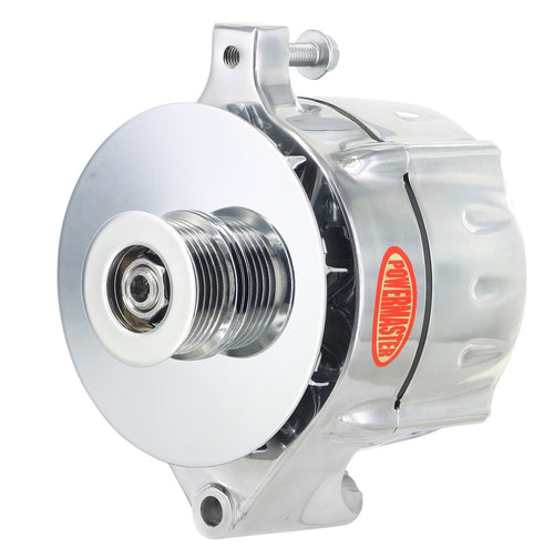 Alternator Powermaster 8-67100-344 Polish (Upgrade 100A Smooth Look 6 Groove Pulley, Baffle & Cone 1 Wire)