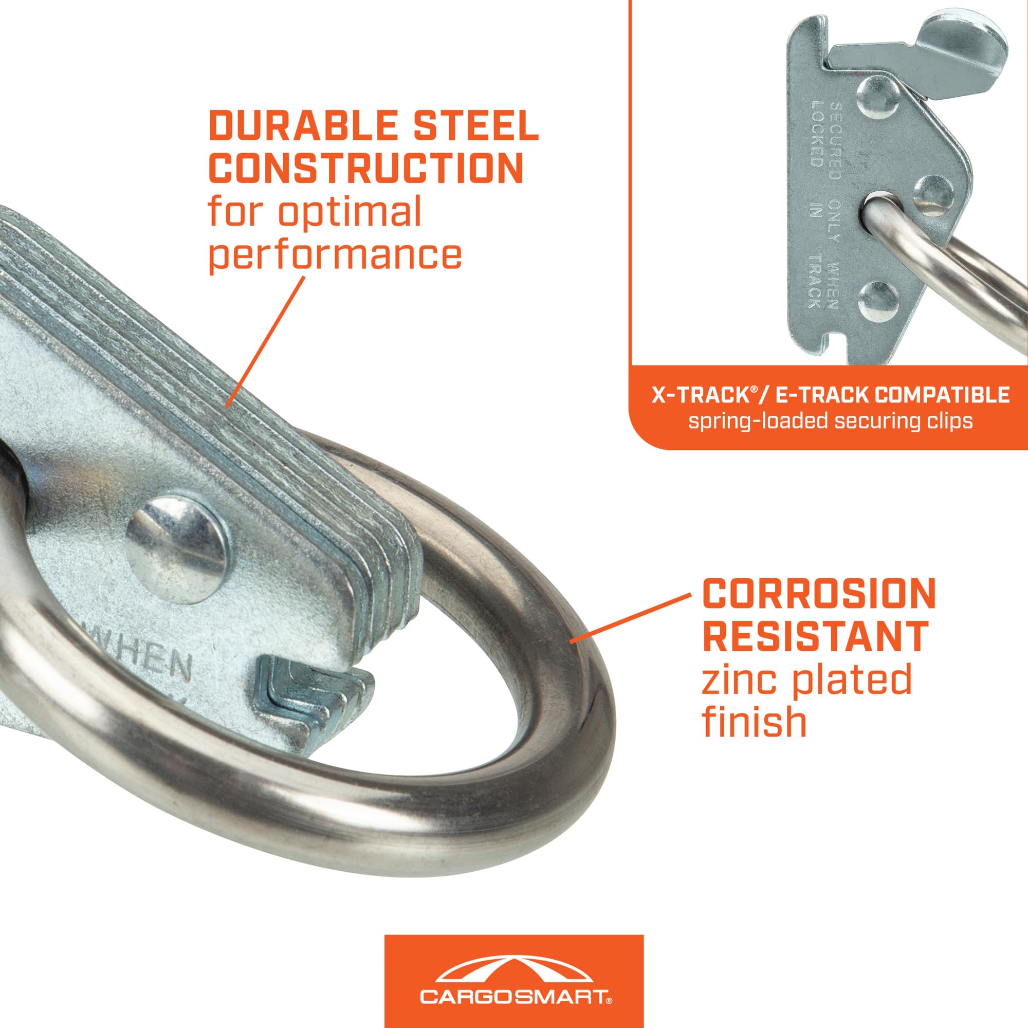 X-Track/E-Track Fitting Rope Ring - Zinc Plated, 6,000 lbs 1 Pk