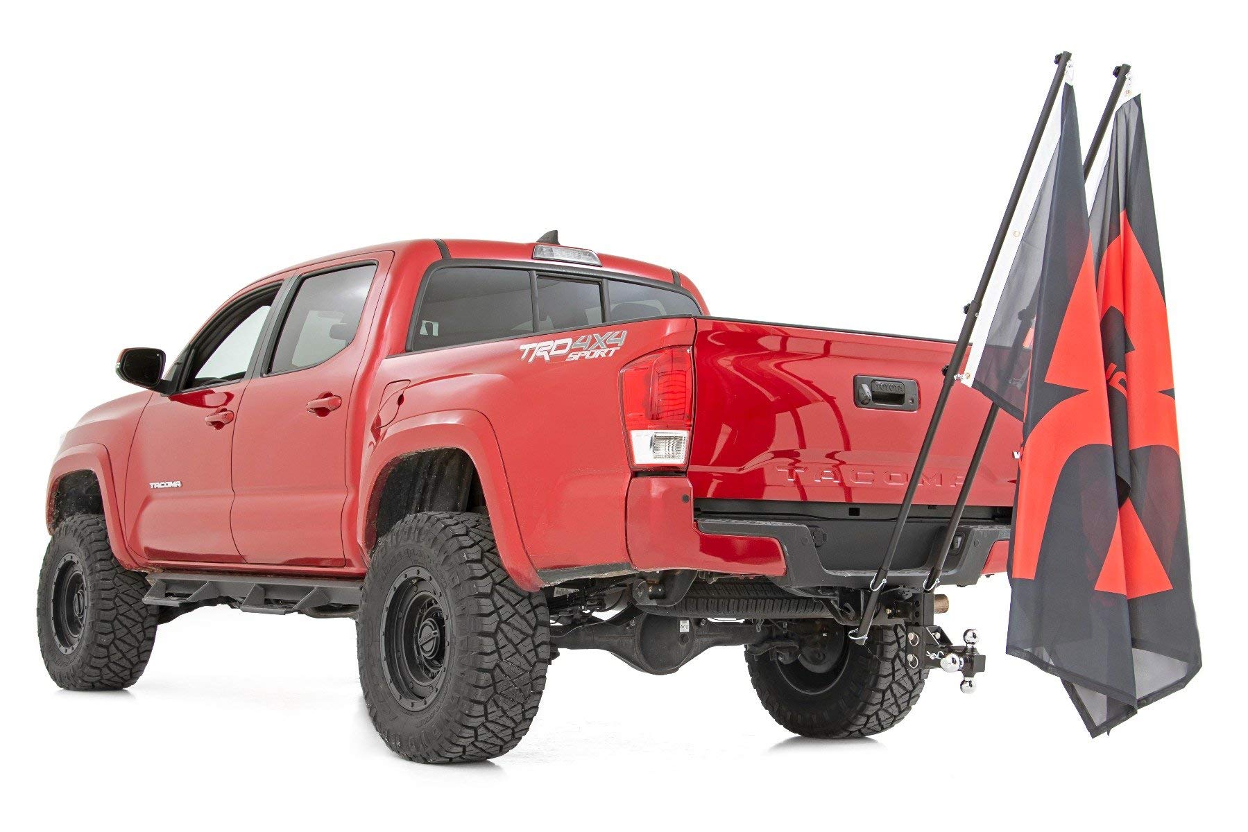 Rough Country 2" Hitch Universal Dual Flag Pole Holder w/Flag Poles - 117504
