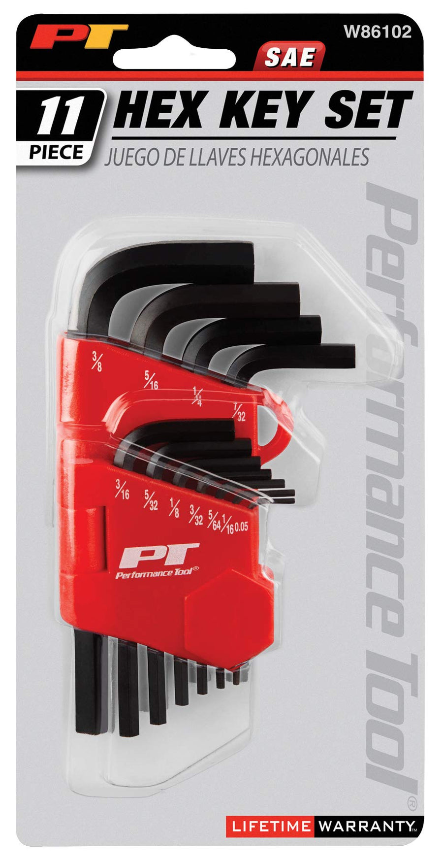 W86102 Performance Tool 11-Piece SAE Folding Hex Key Set with Black Oxide Finish and Organizer