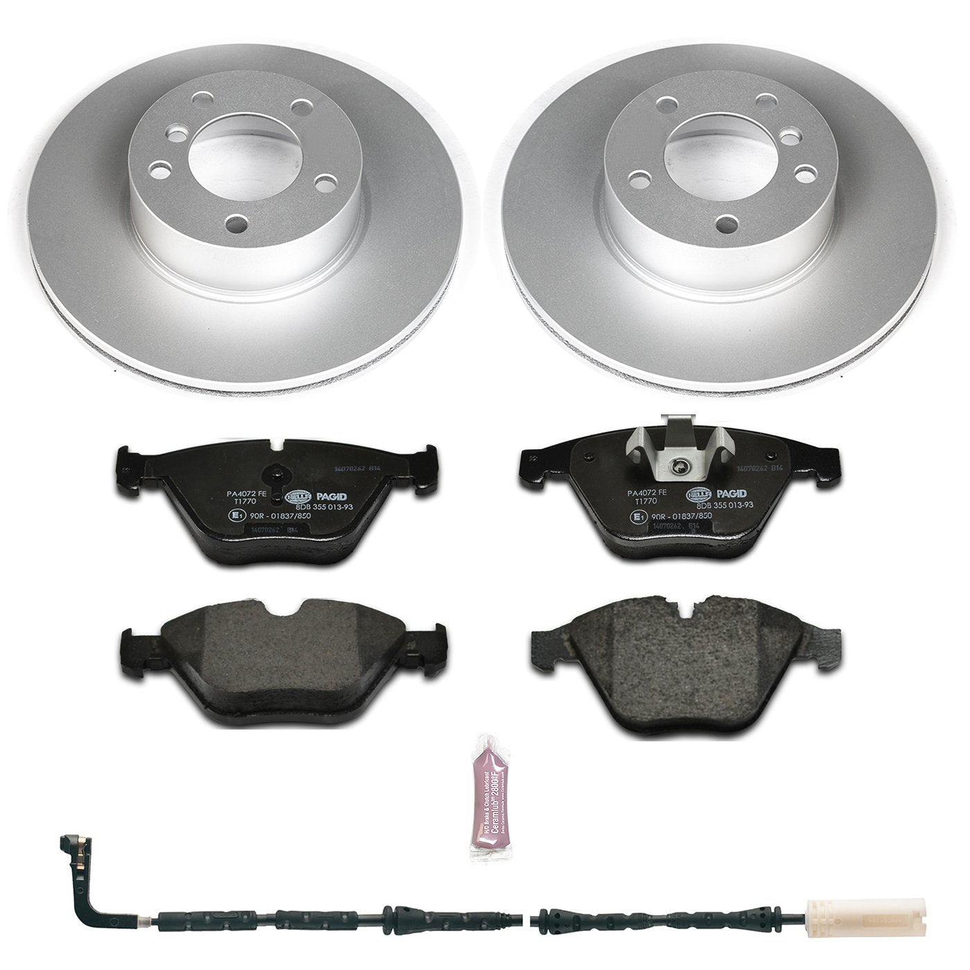 Power Stop ESK4677 Euro-Stop Front Brake Kit and 1 Front Sensor Wire For BMW 328i 2008-2010, BMW 328i xDrive 2009, BMW 328xi 2008 [Model Specific]