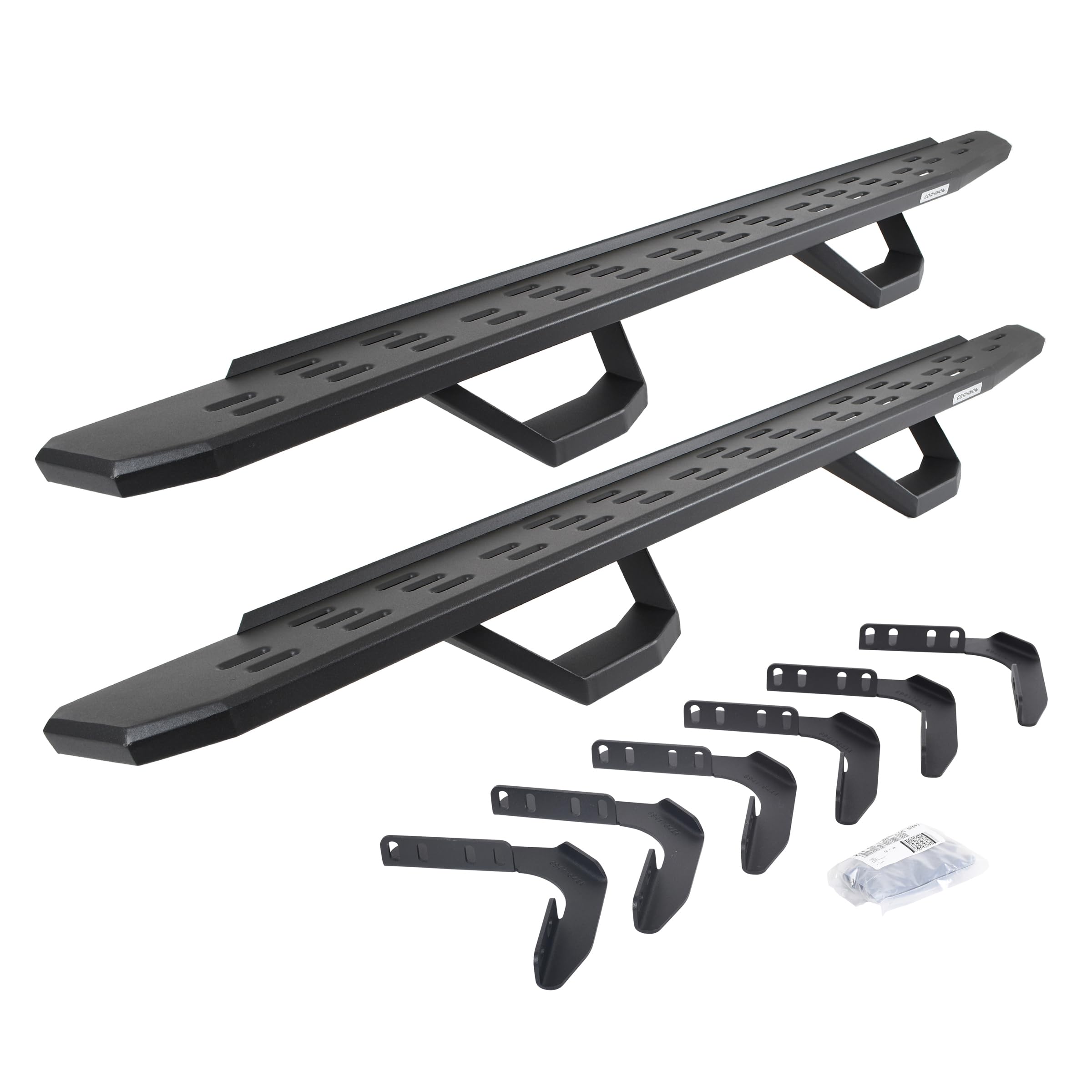 RB30 Running Boards, Go Rhino Brackets, & 2 Pair of Drop Steps | Galvanized Steel, Textured Black | 6961768020PC | Fits 1999-2016 Ford F-250, F-350 Super Duty Super Cab Pickup
