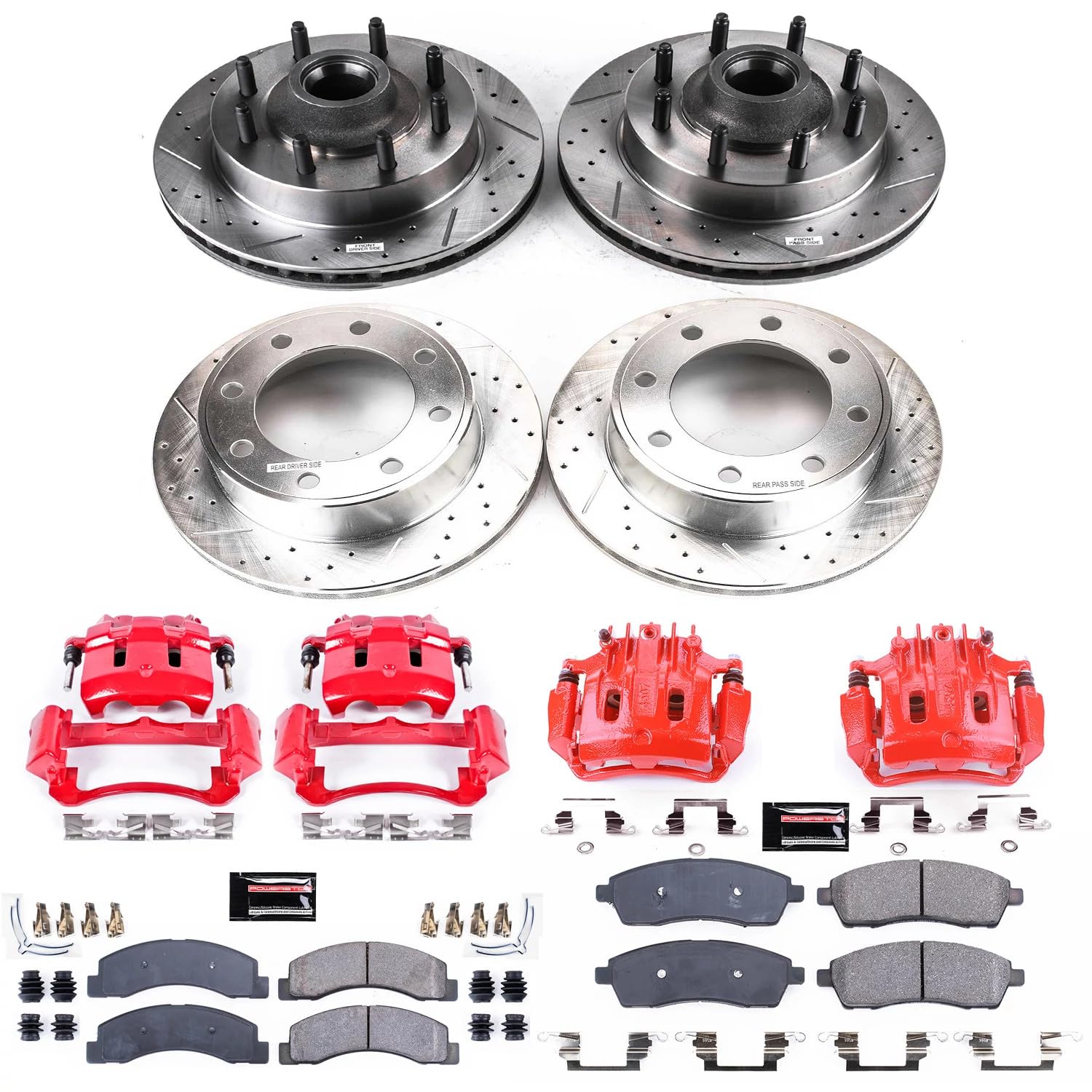 Power Stop 1-Click Performance Brake Kit with Caliper For Ford Excursion 2003-2005, Ford F-250 Super Duty 2003-2004, Ford F-350 Super Duty 2003-2004 [Model Specific]