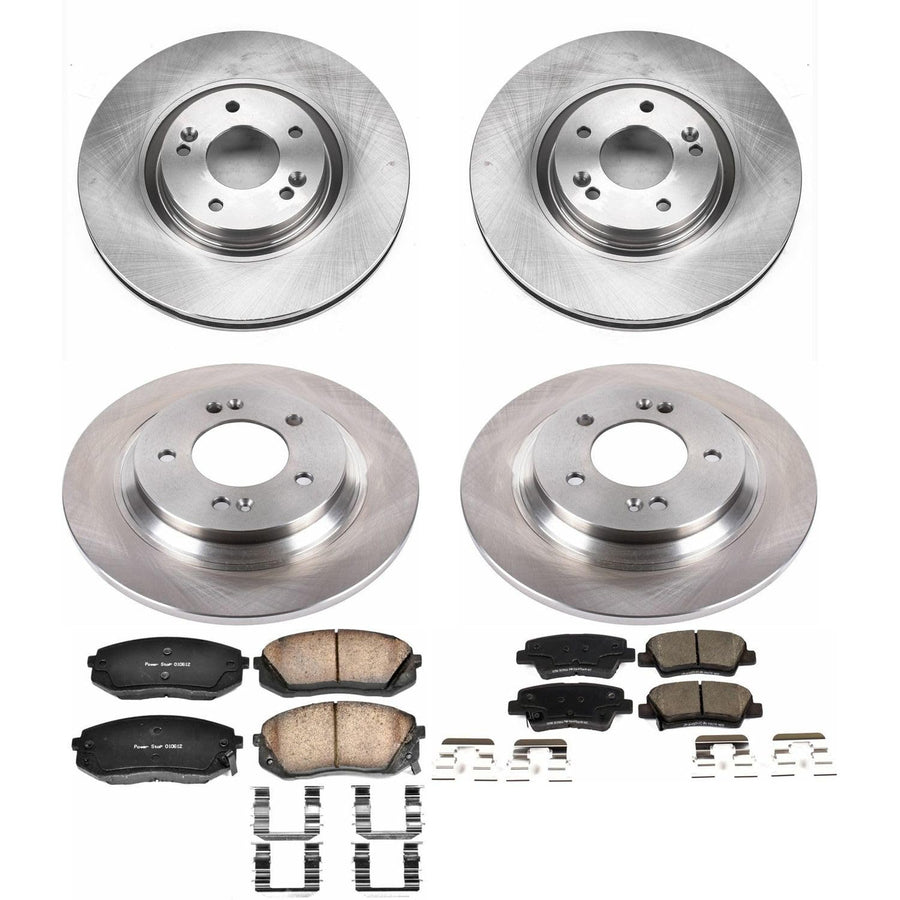 Power Stop KOE7114 Replacement Brake Kit-OE Front and Rear Brake Rotors & Ceramic Pads For Hyundai Sonata 2015, Kia Cadenza 2014-2016 [Model Specific]