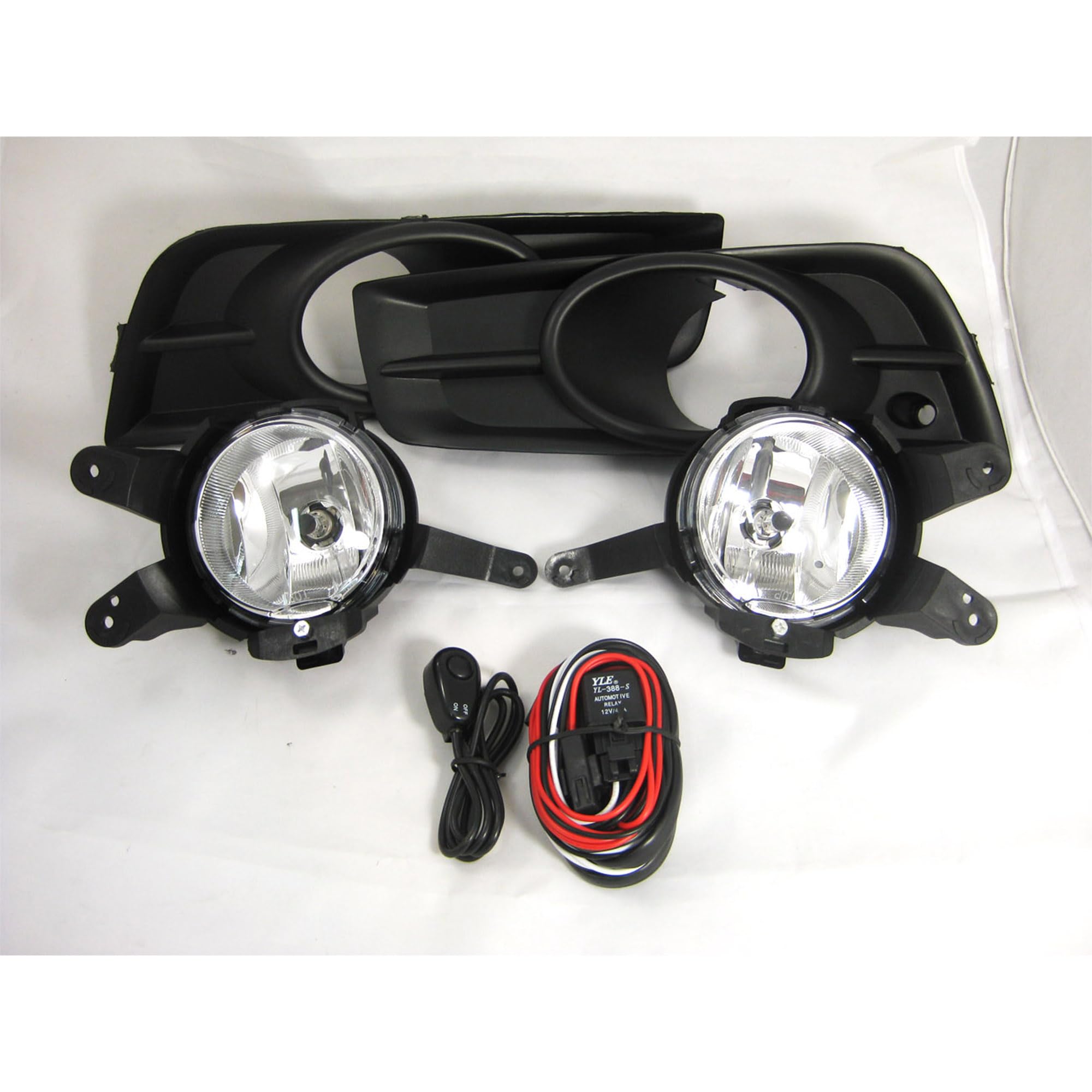 Clear Plastic Black Horse OEM Replica Fog Light with Wiring kit and a switch Compatible with 2011-2015 Chevrolet Cruze with Wiring kit and a switch