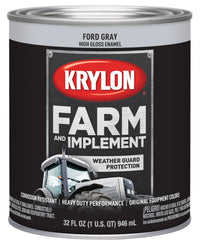 Krylon® Farm & Implement 2028 Brush, High Gloss, Ford Gray, 1 Quart Architectural Paints
