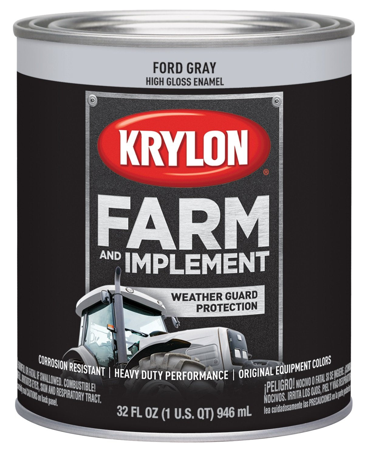 Krylon® Farm & Implement 2028 Brush, High Gloss, Ford Gray, 1 Quart Architectural Paints