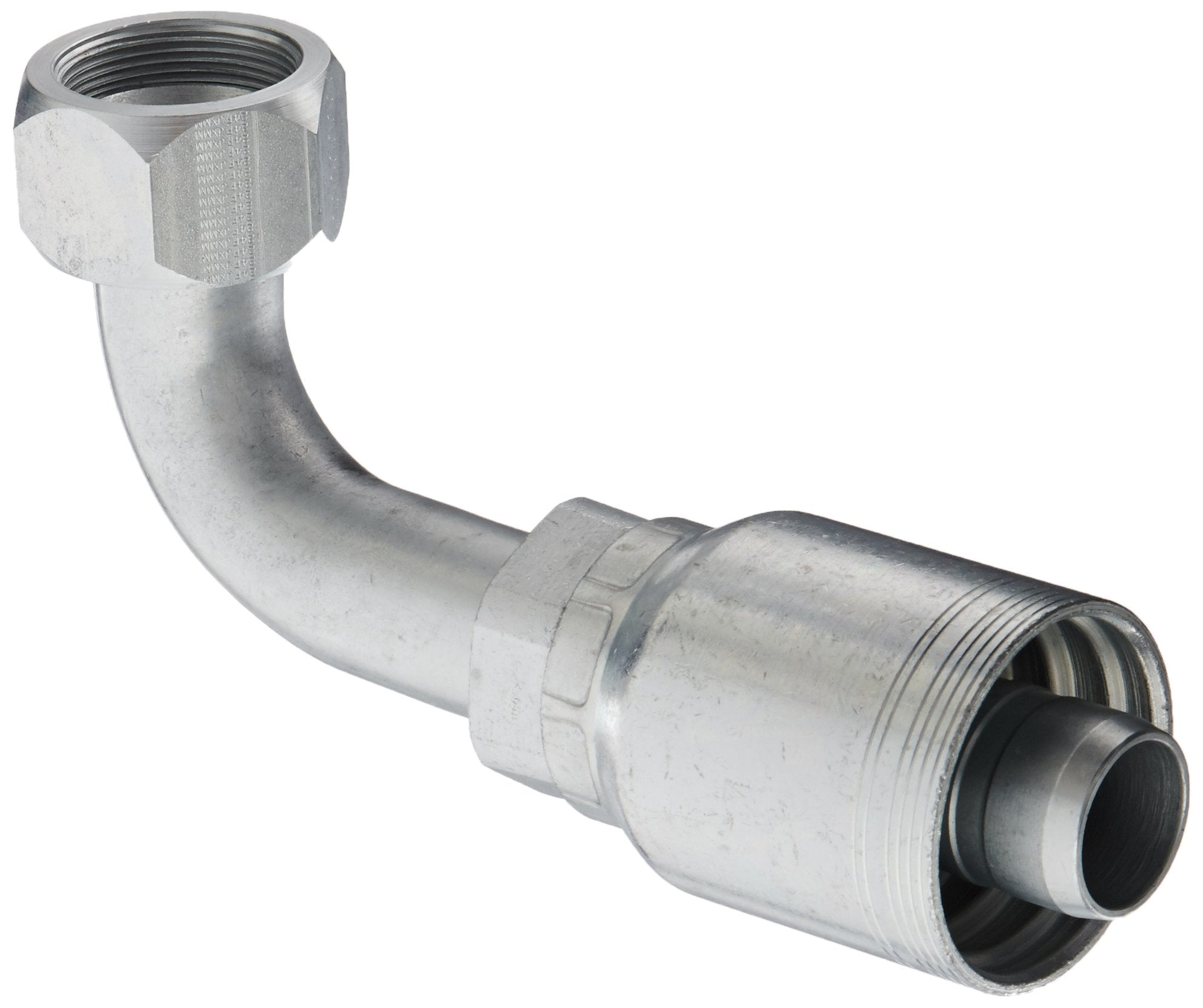 GlobalSpiral Series Gates MAX Pressure Couplings, Female JIC, 37 Degree Flare Swivel, 90 Degree Bent Tube, 1-1/2" ID