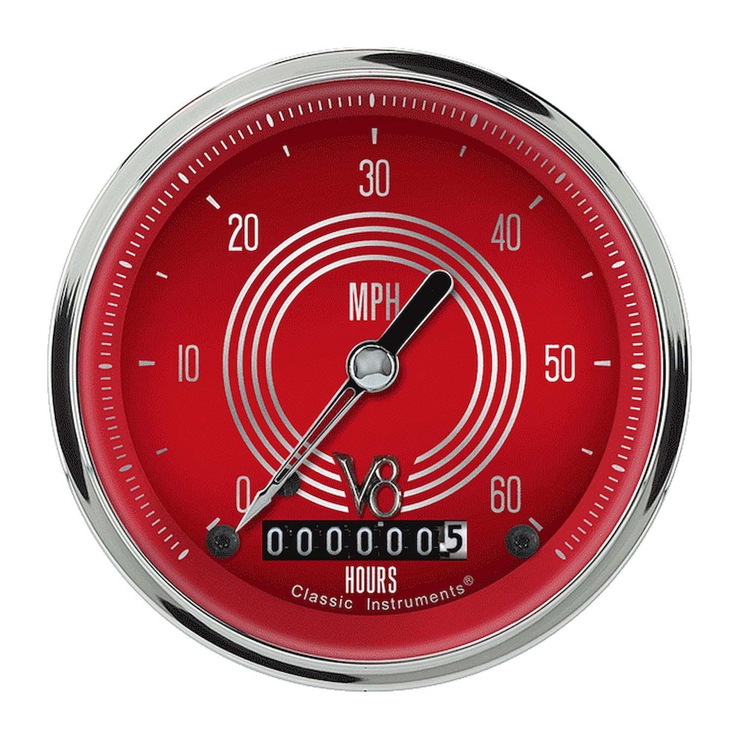 V8 LSV8RS Red Steelie 3 3/8" Low Speed Speedometer