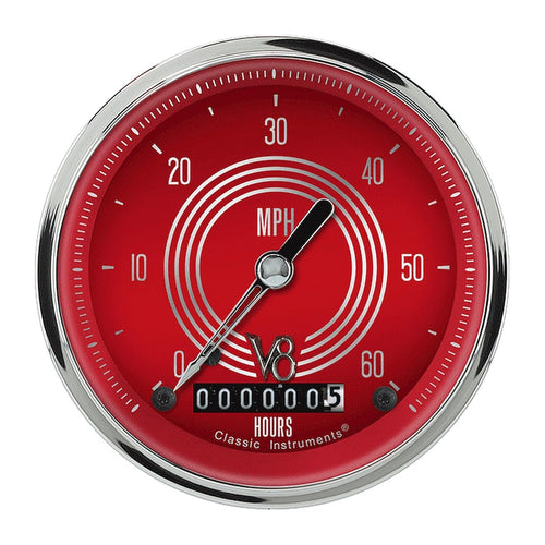 V8 LSV8RS Red Steelie 3 3/8" Low Speed Speedometer